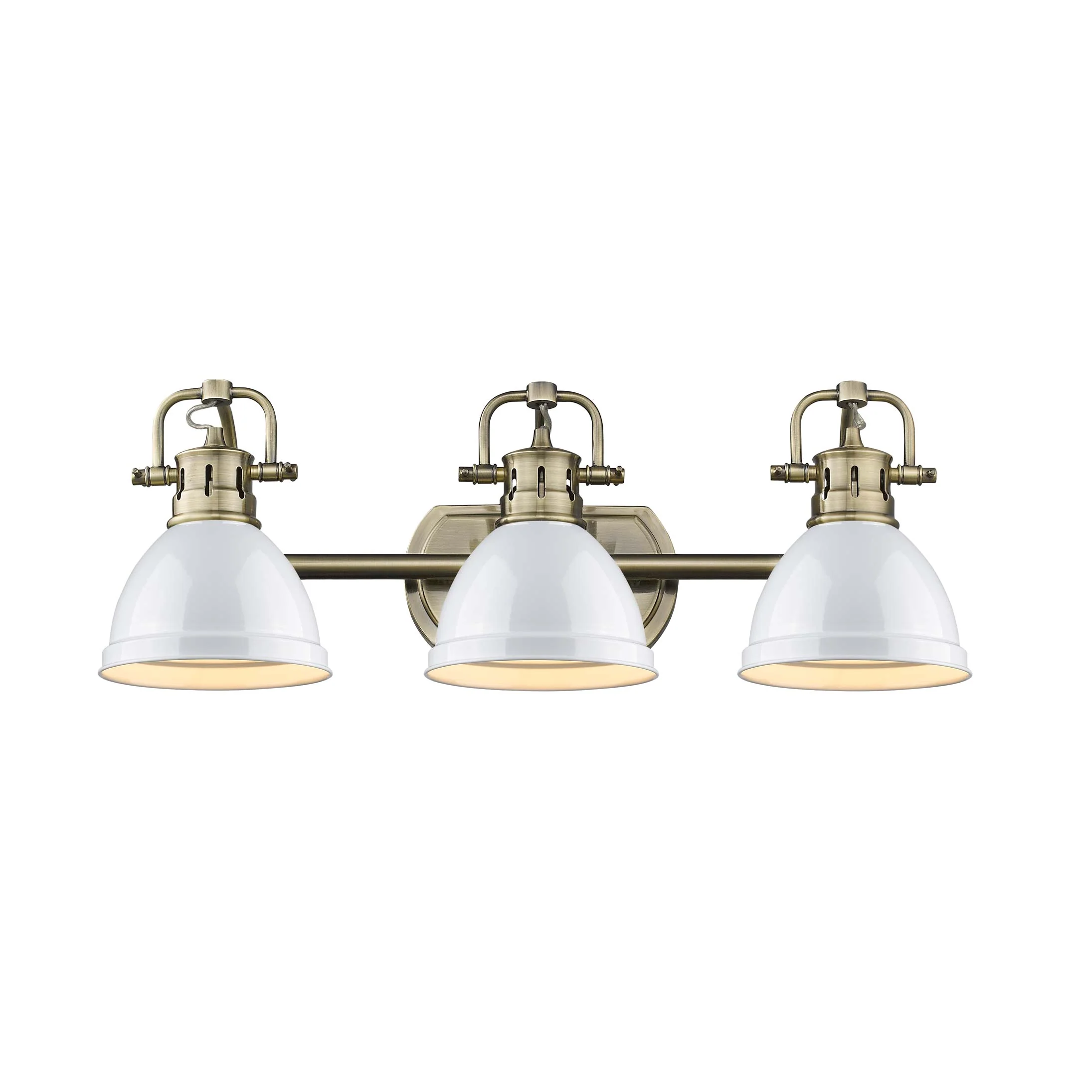 Duncan 3-light Vanity in Aged Brass and White shade - Image 3