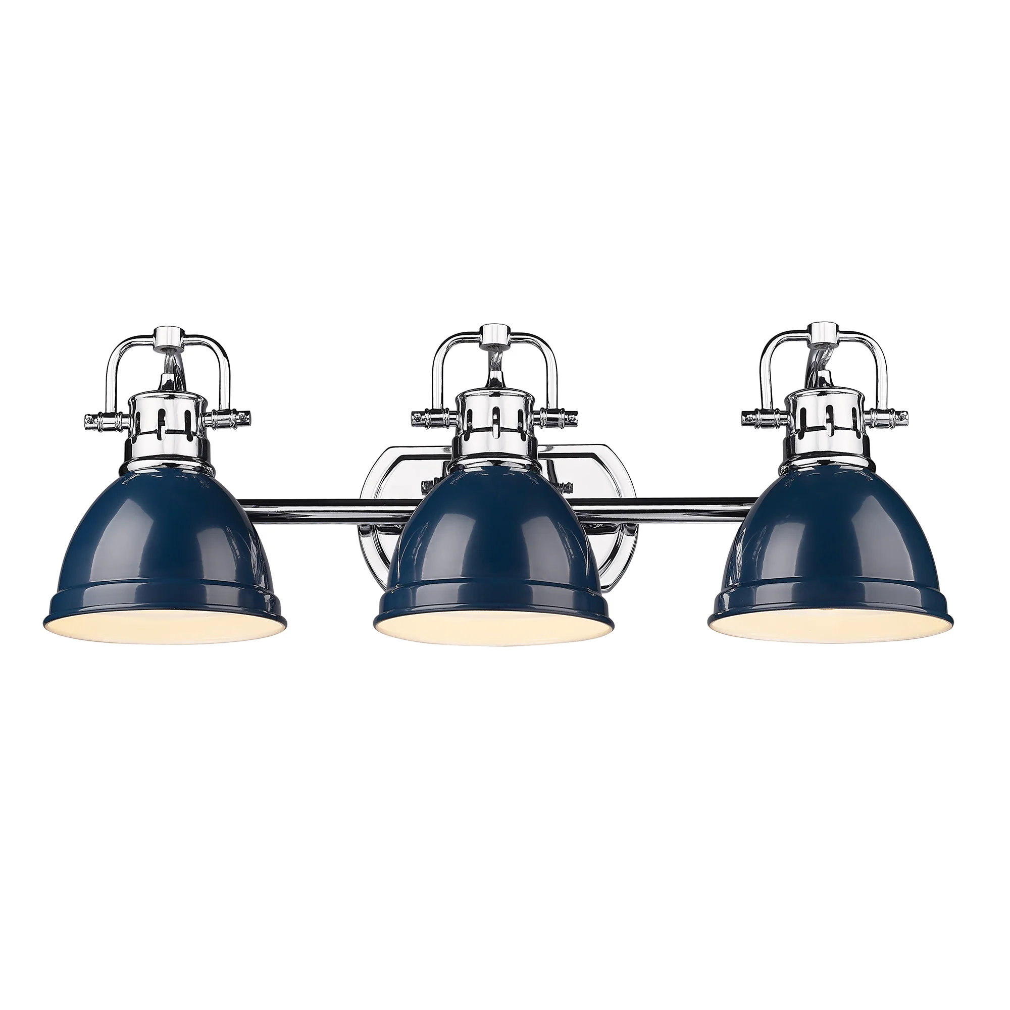 Duncan 3-light Vanity in Chrome and Navy Blue shade - Image 2