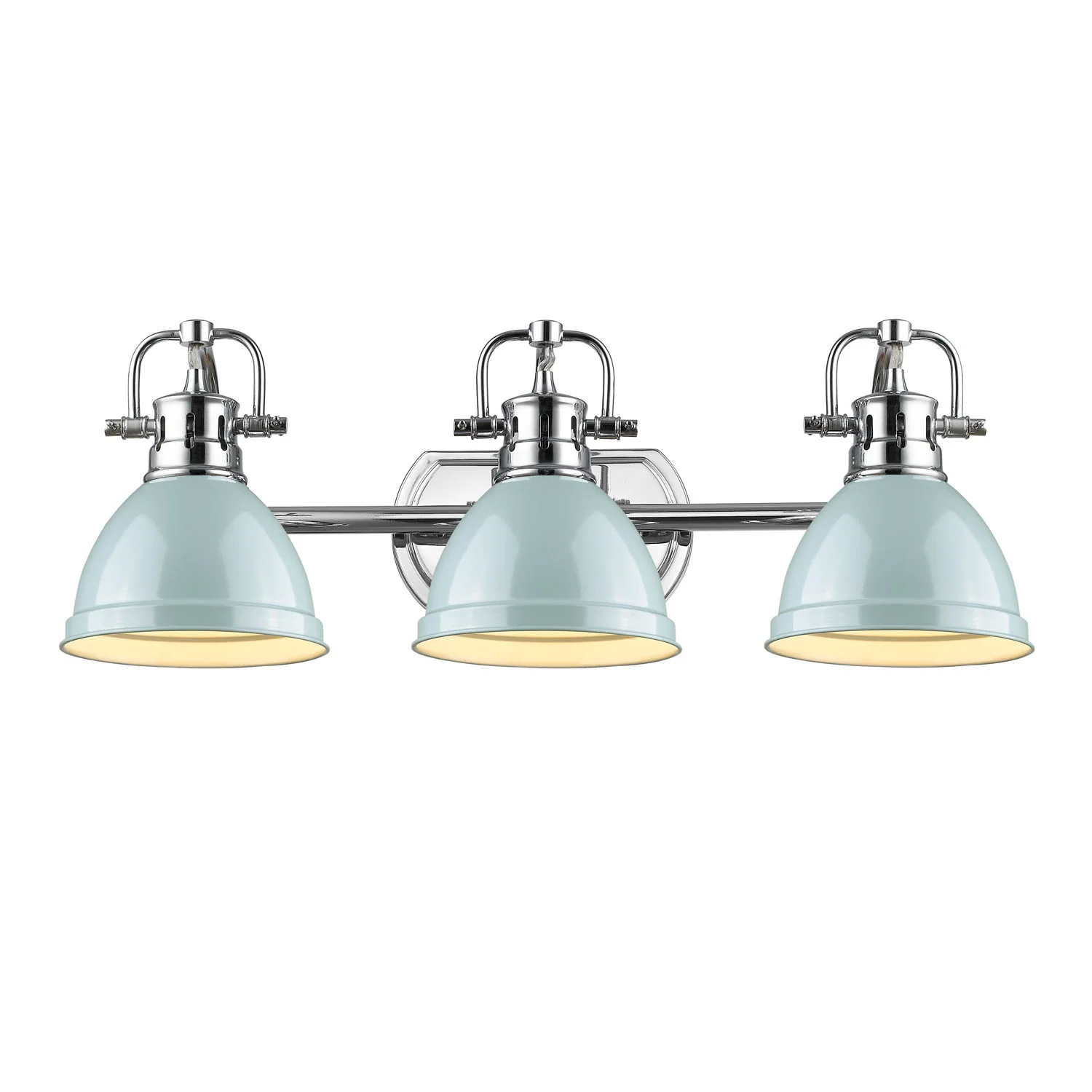 Duncan 3-light Vanity in Chrome and Seafoam shade - Image 2