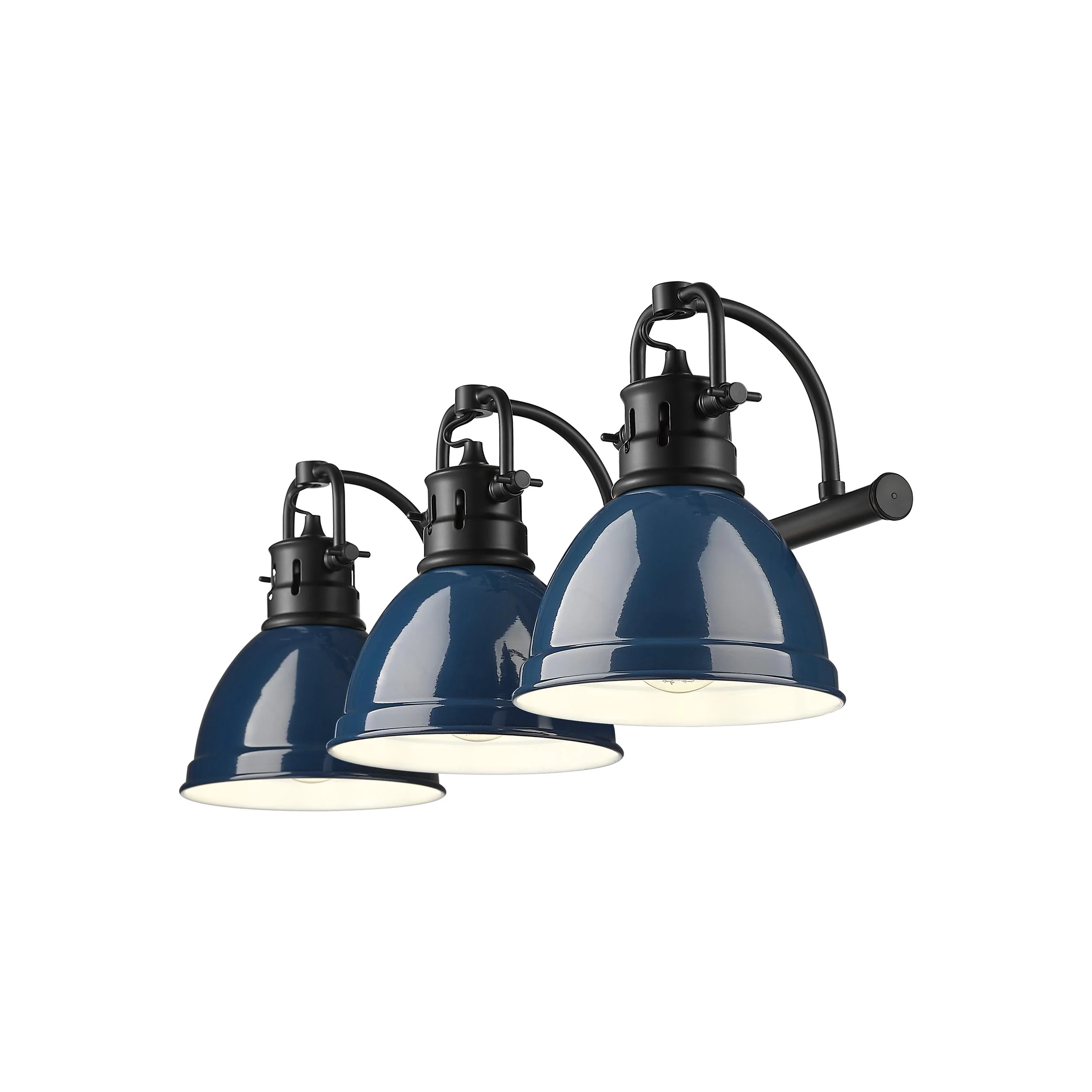 Duncan 3-light Vanity in Matte Black and Navy Blue shade - Image 2