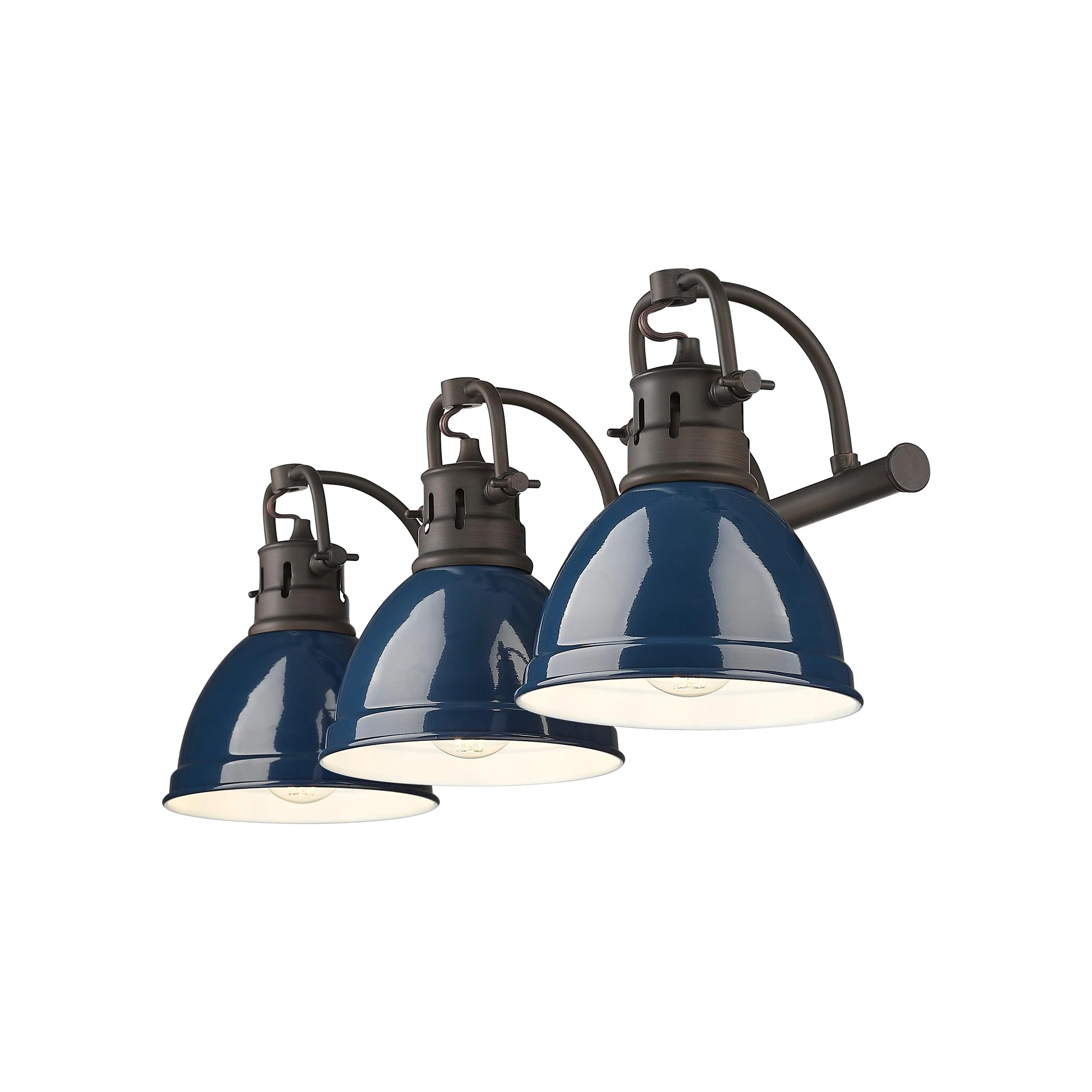 Duncan 3-light Vanity in Rubbed Bronze and Navy Blue shade - Image 2