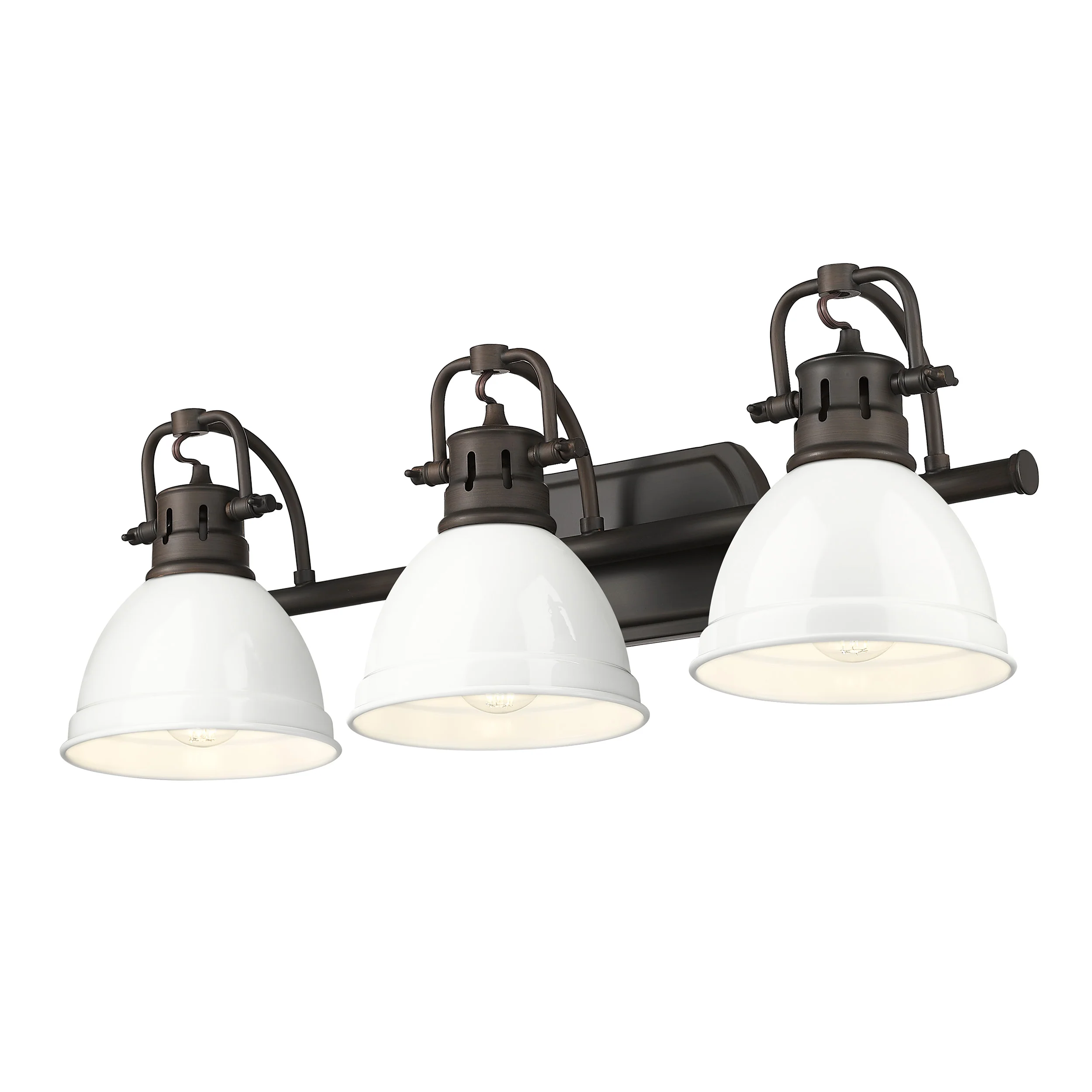 Duncan 3-light Vanity in Rubbed Bronze and White shade
