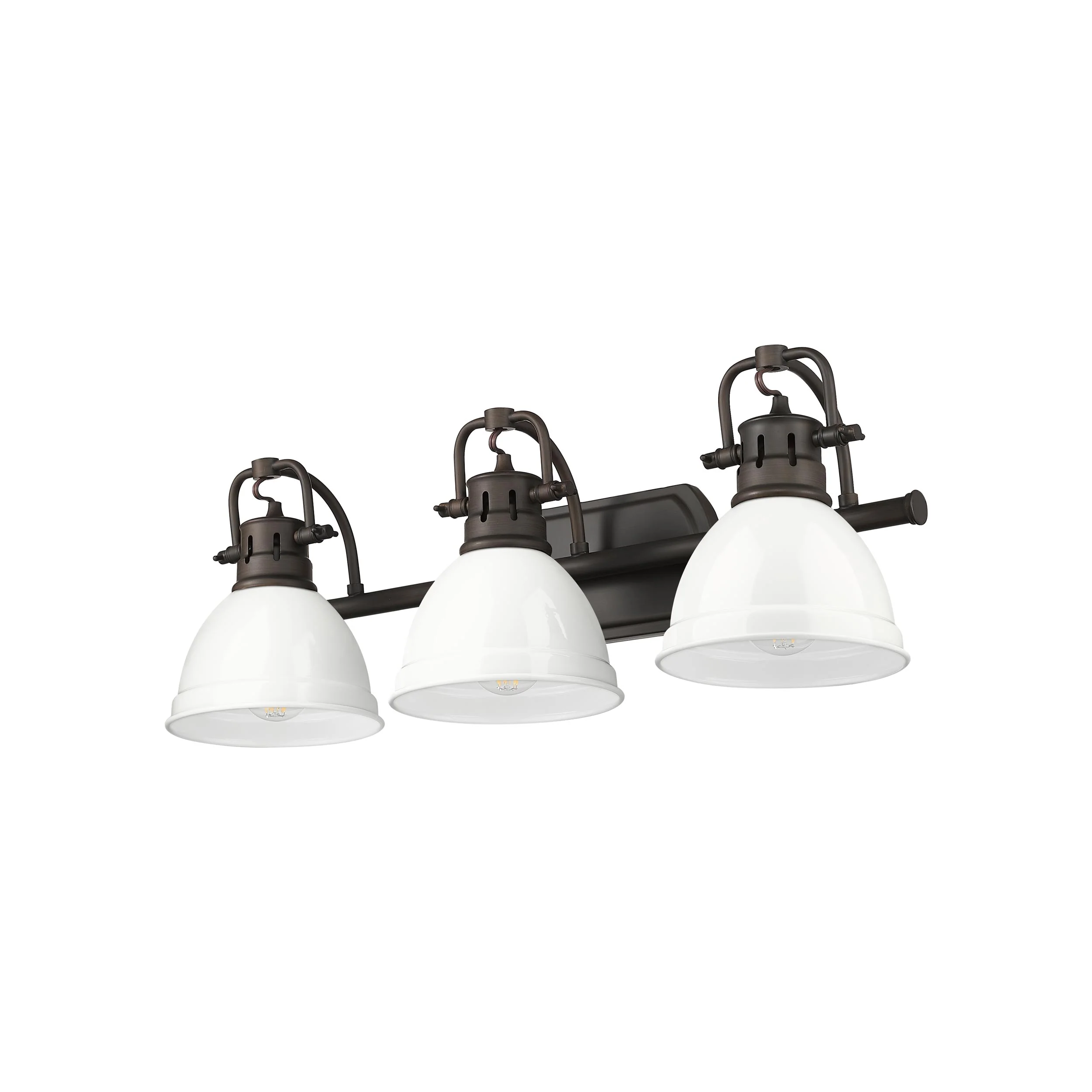 Duncan 3-light Vanity in Rubbed Bronze and White shade - Image 3