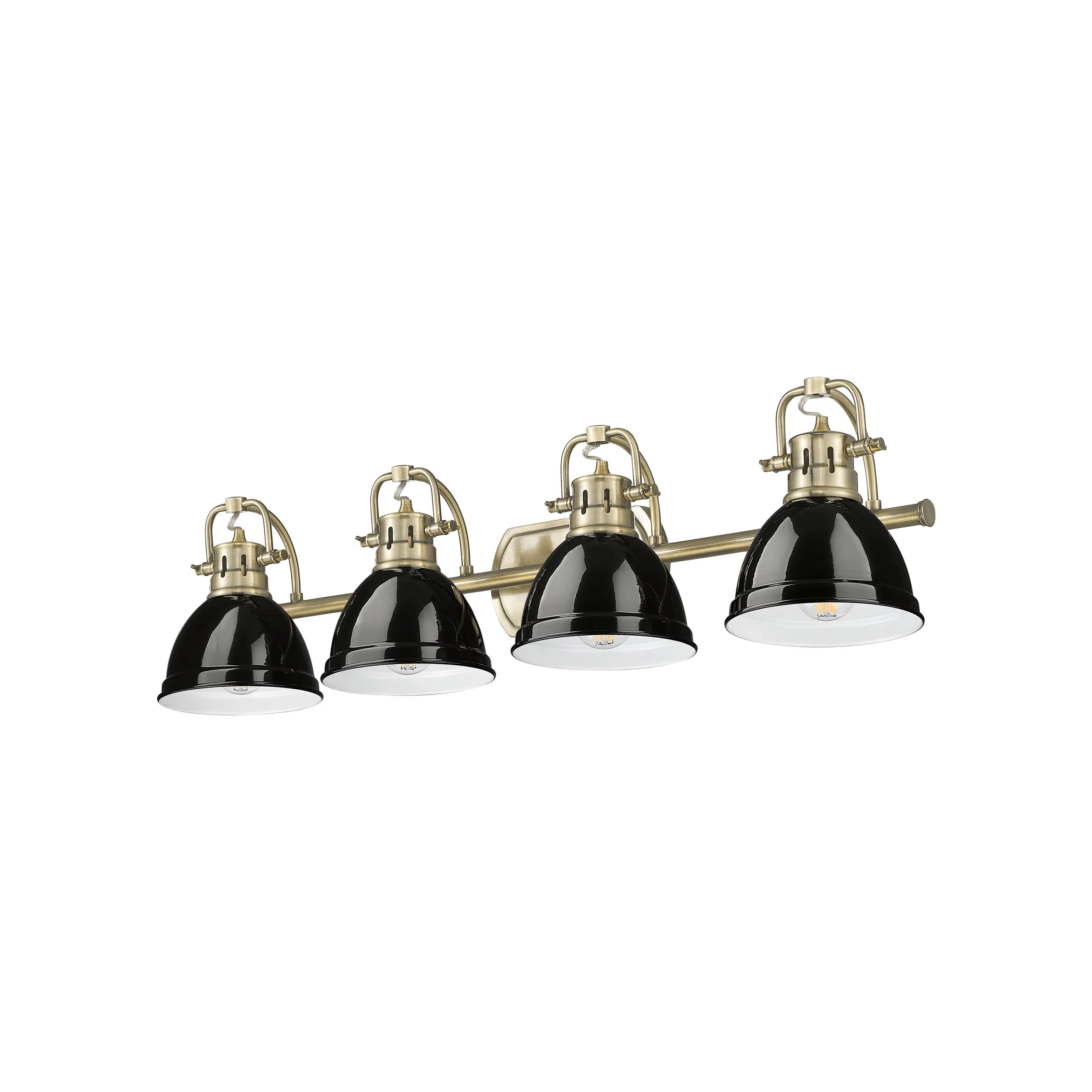 Duncan 4-light Vanity in Aged Brass and Black shade - Image 3