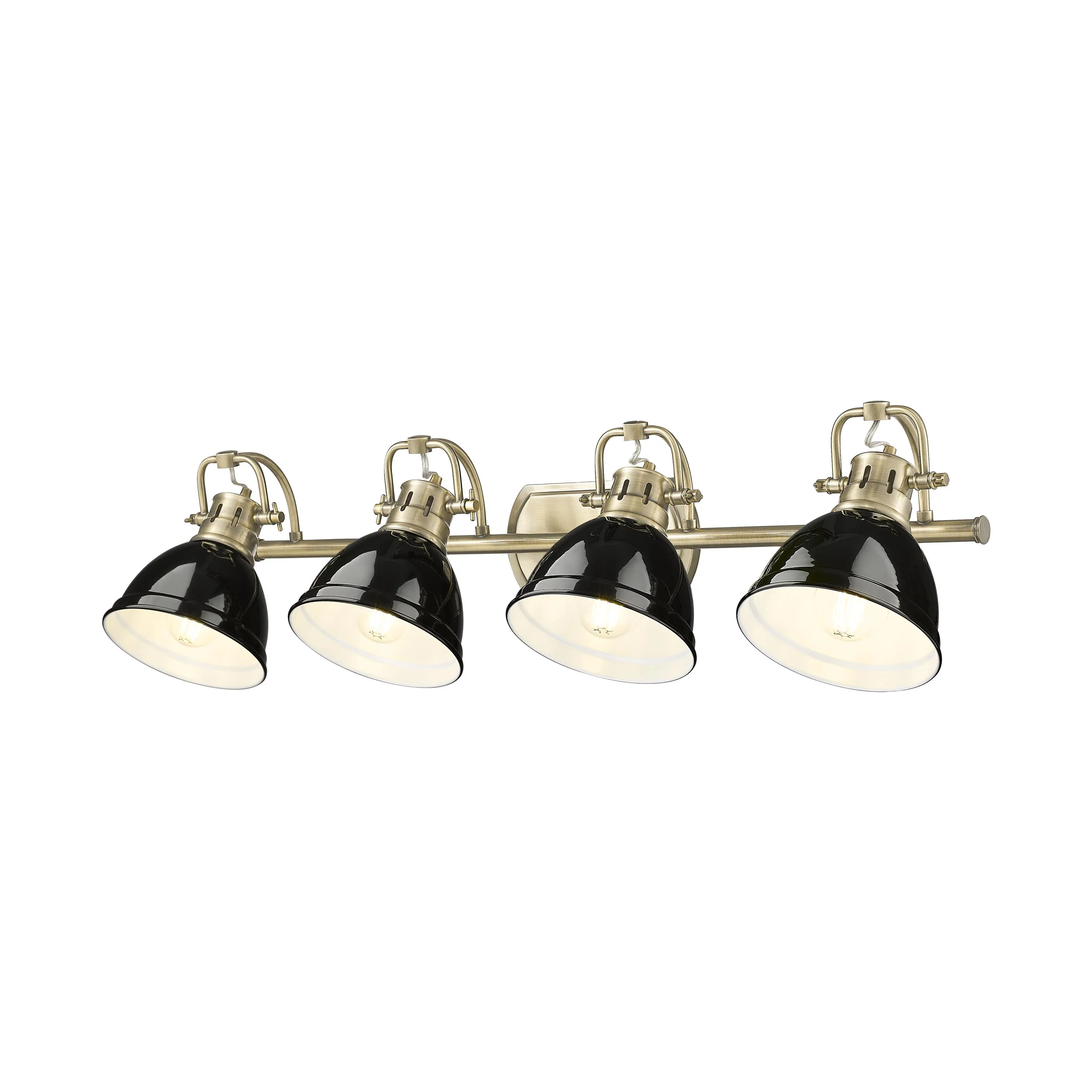 Duncan 4-light Vanity in Aged Brass and Black shade - Image 4