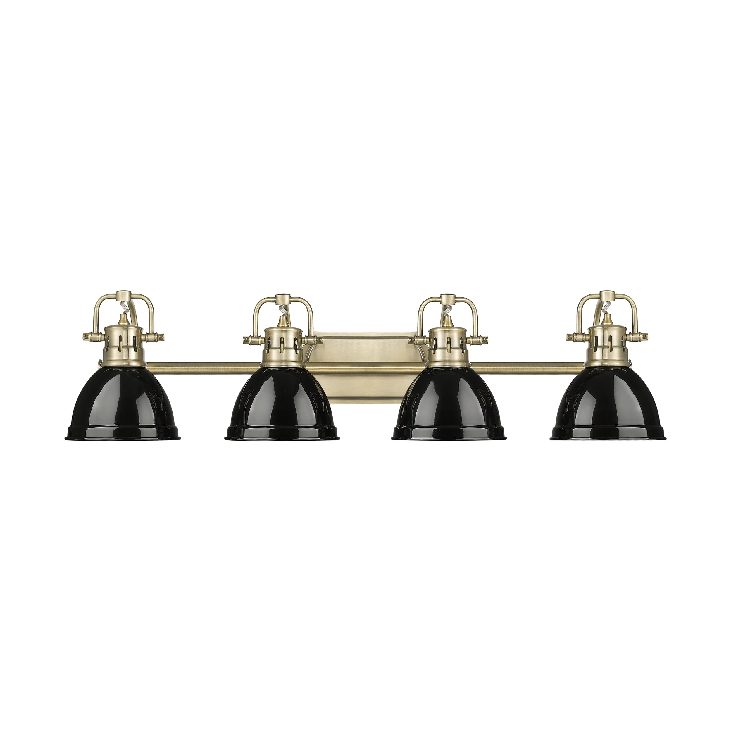 Duncan 4-light Vanity in Aged Brass and Black shade - Image 5