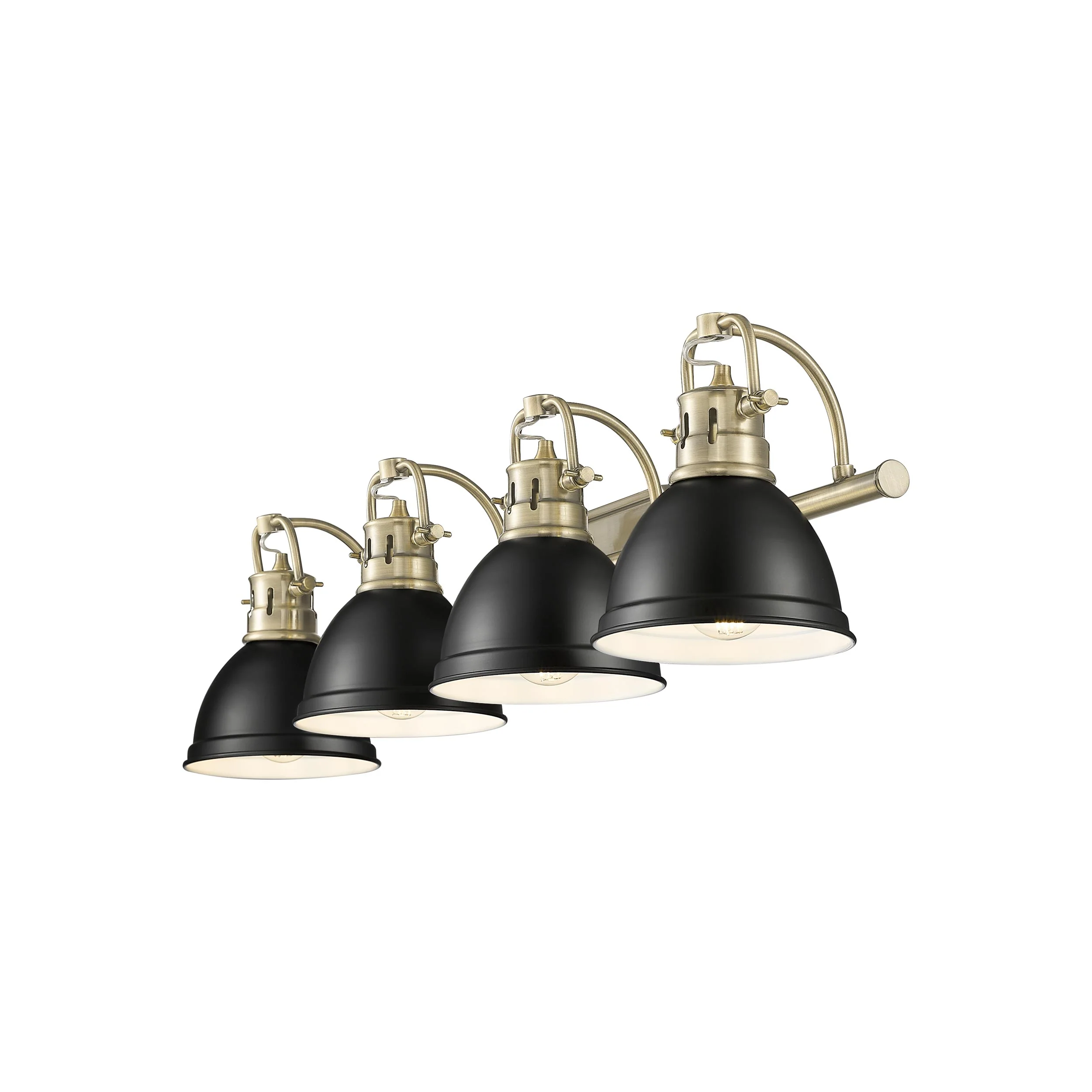 Duncan 4-light Vanity in Aged Brass and Matte Black shade - Image 2