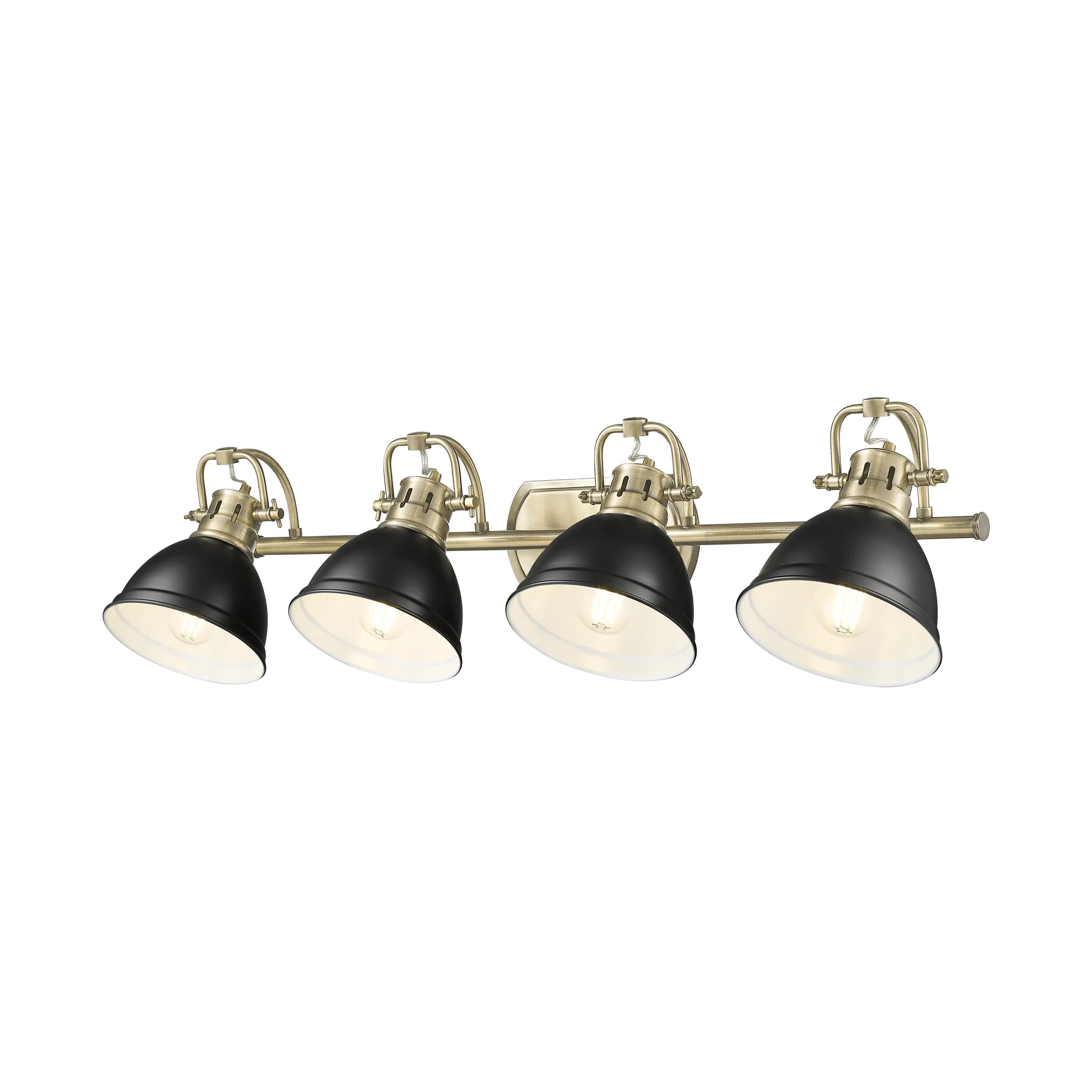 Duncan 4-light Vanity in Aged Brass and Matte Black shade - Image 4