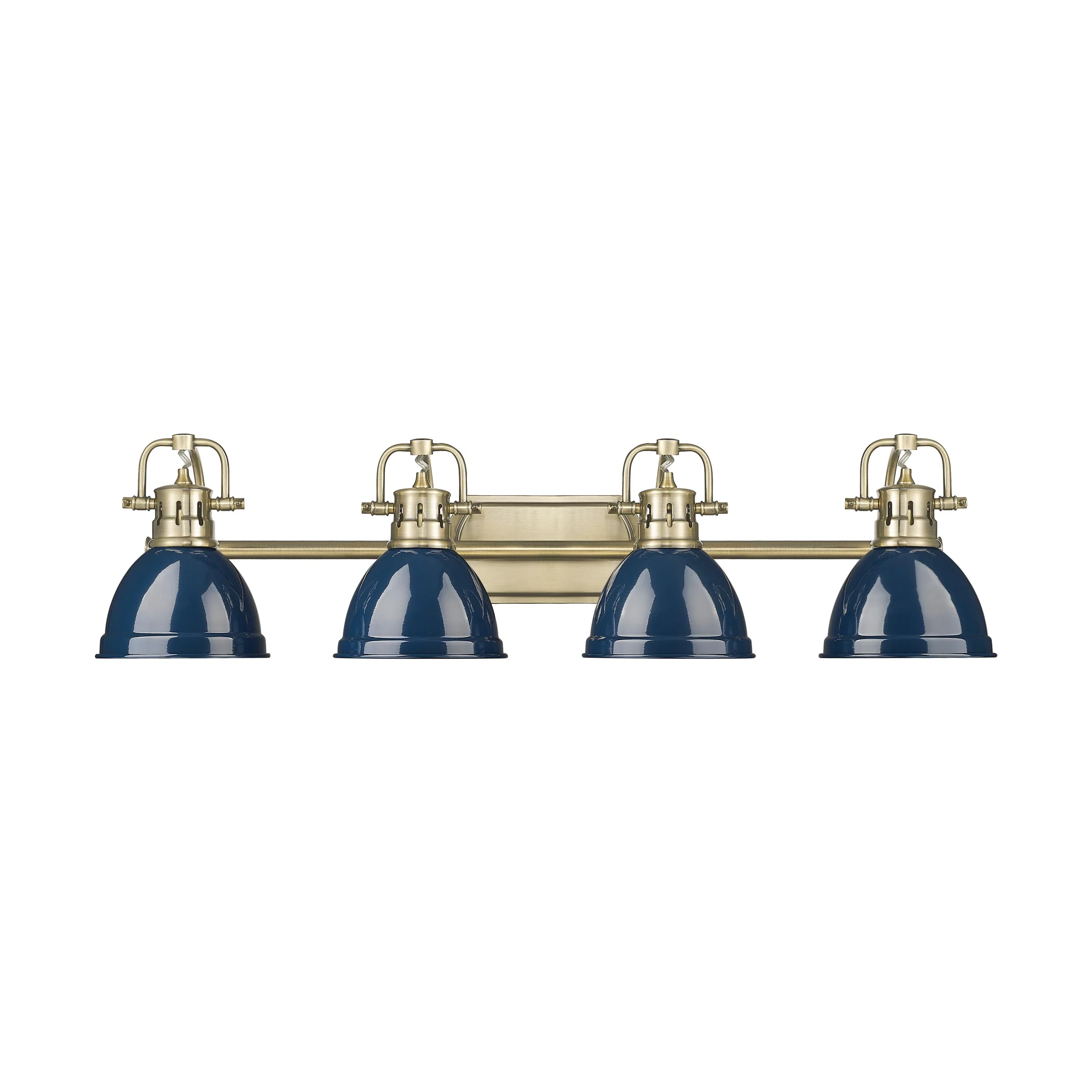 Duncan 4-light Vanity in Aged Brass and Navy Blue shade - Image 5