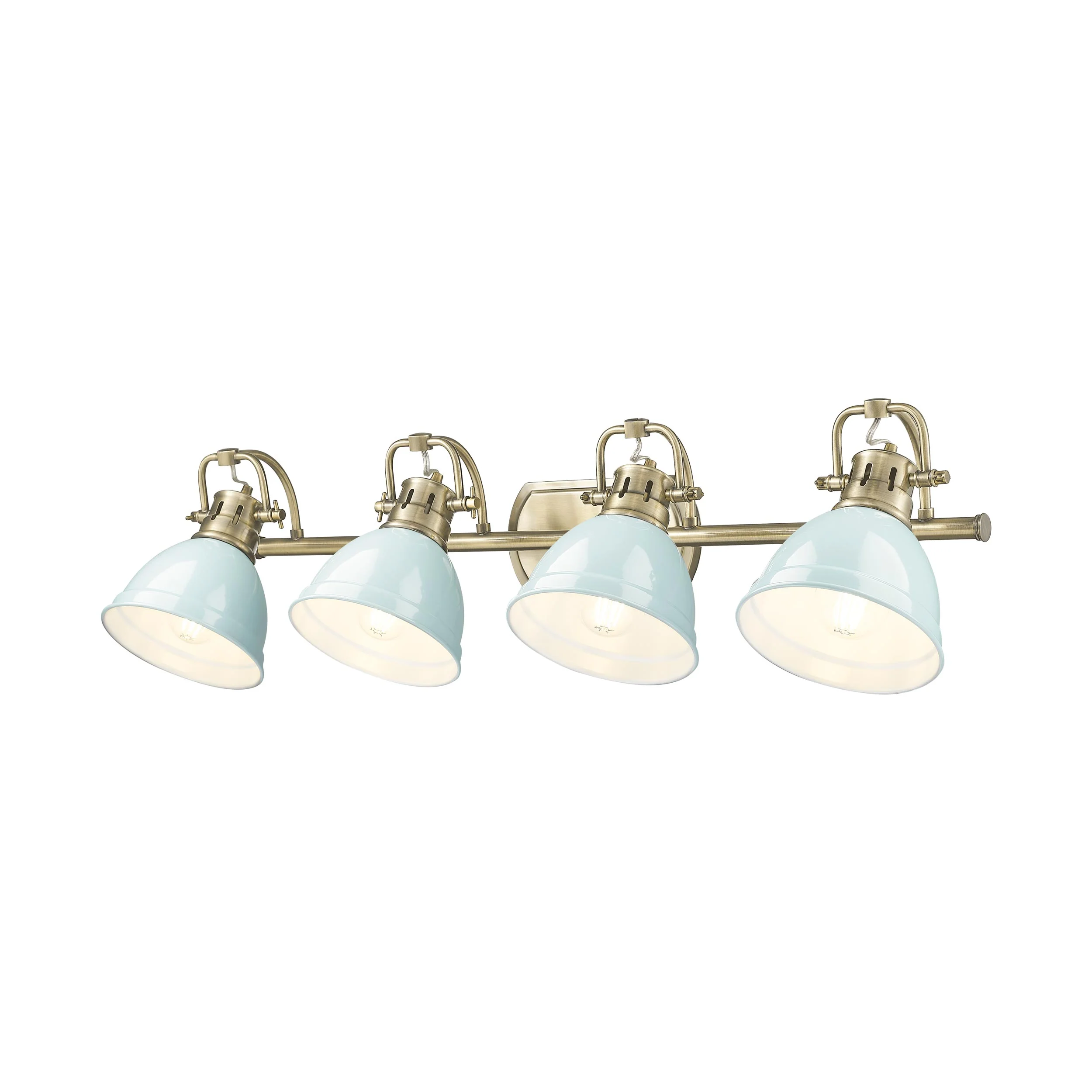 Duncan 4-light Vanity in Aged Brass and Seafoam shade - Image 4
