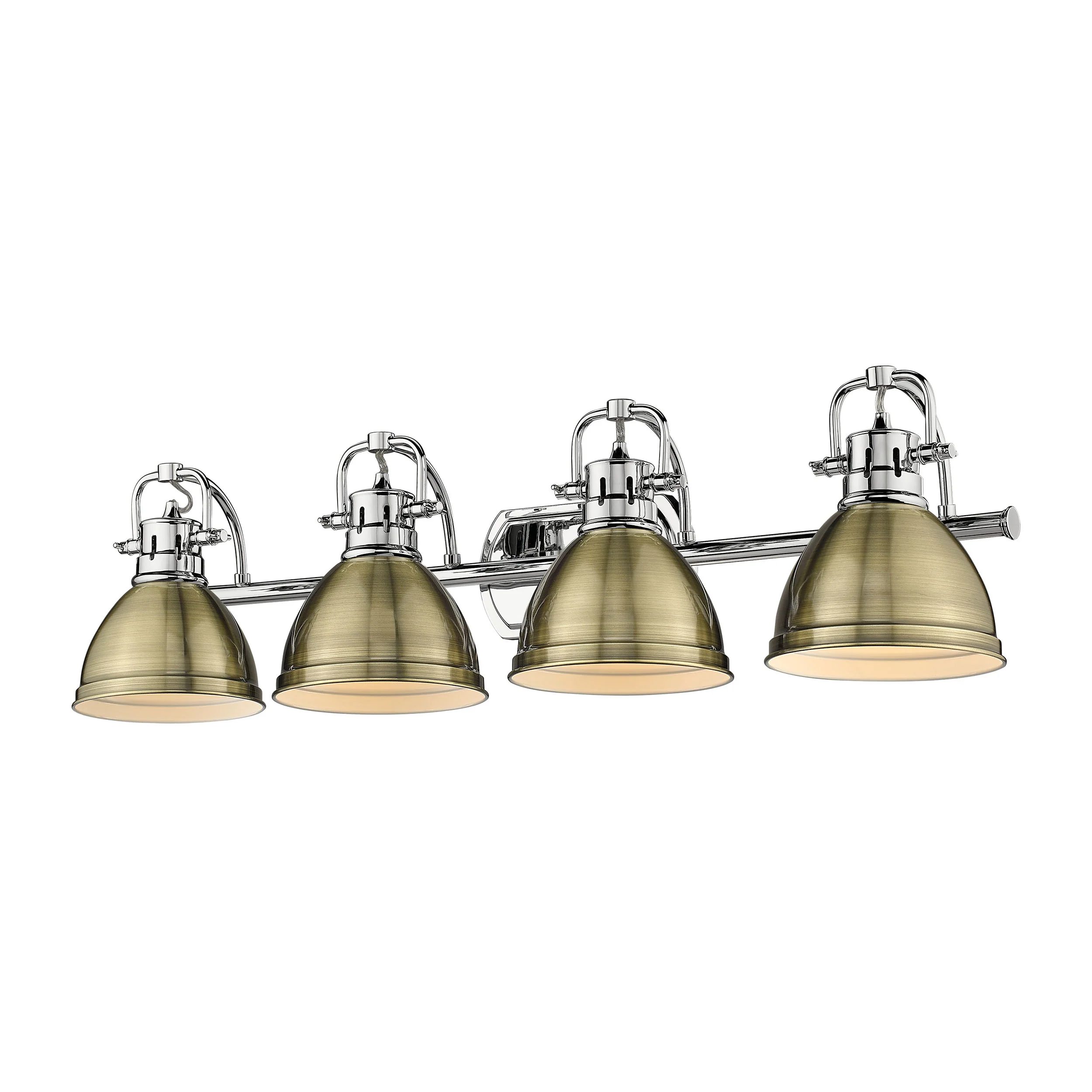 Duncan 4-light Vanity in Chrome and Aged Brass shade