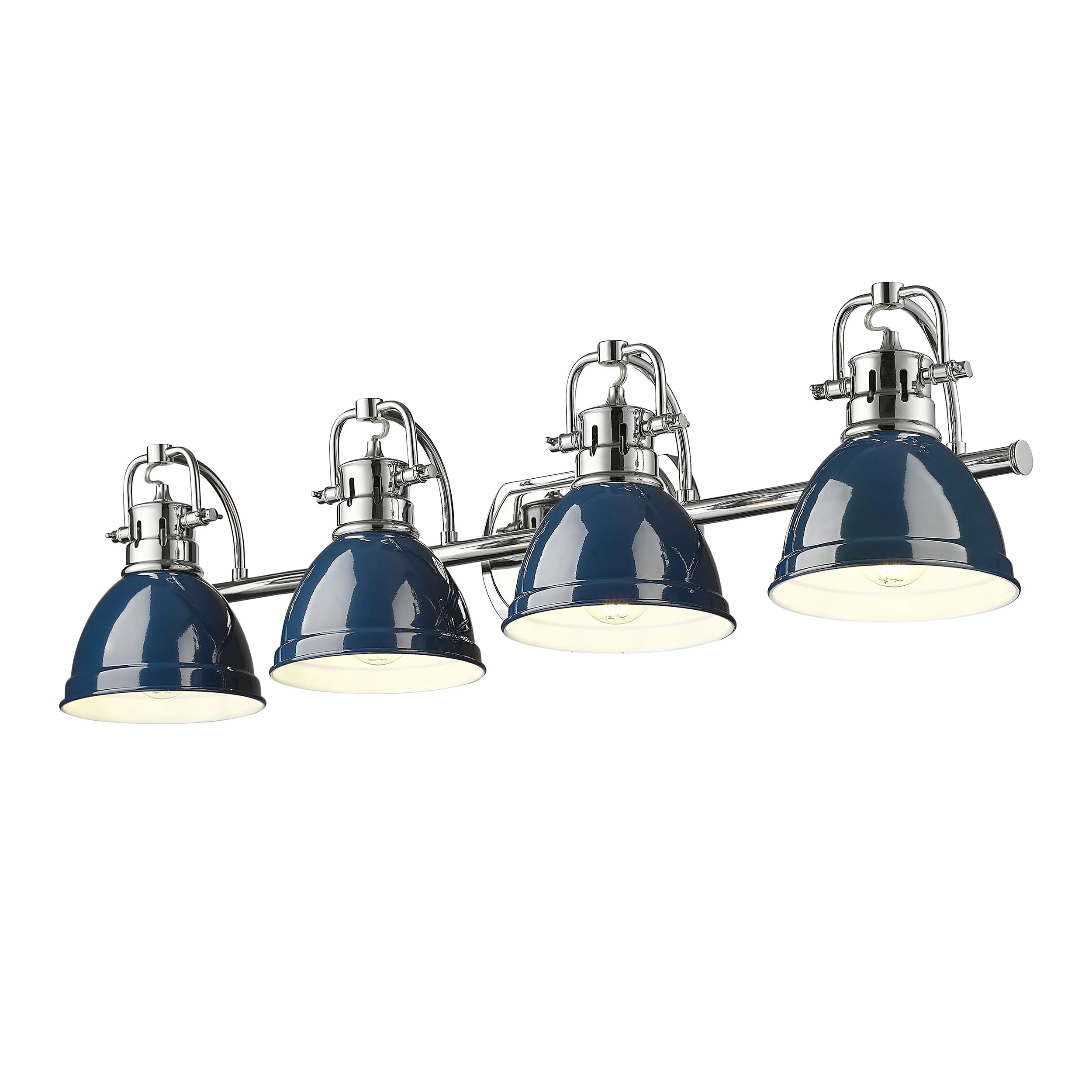 Duncan 4-light Vanity in Chrome and Navy Blue shade