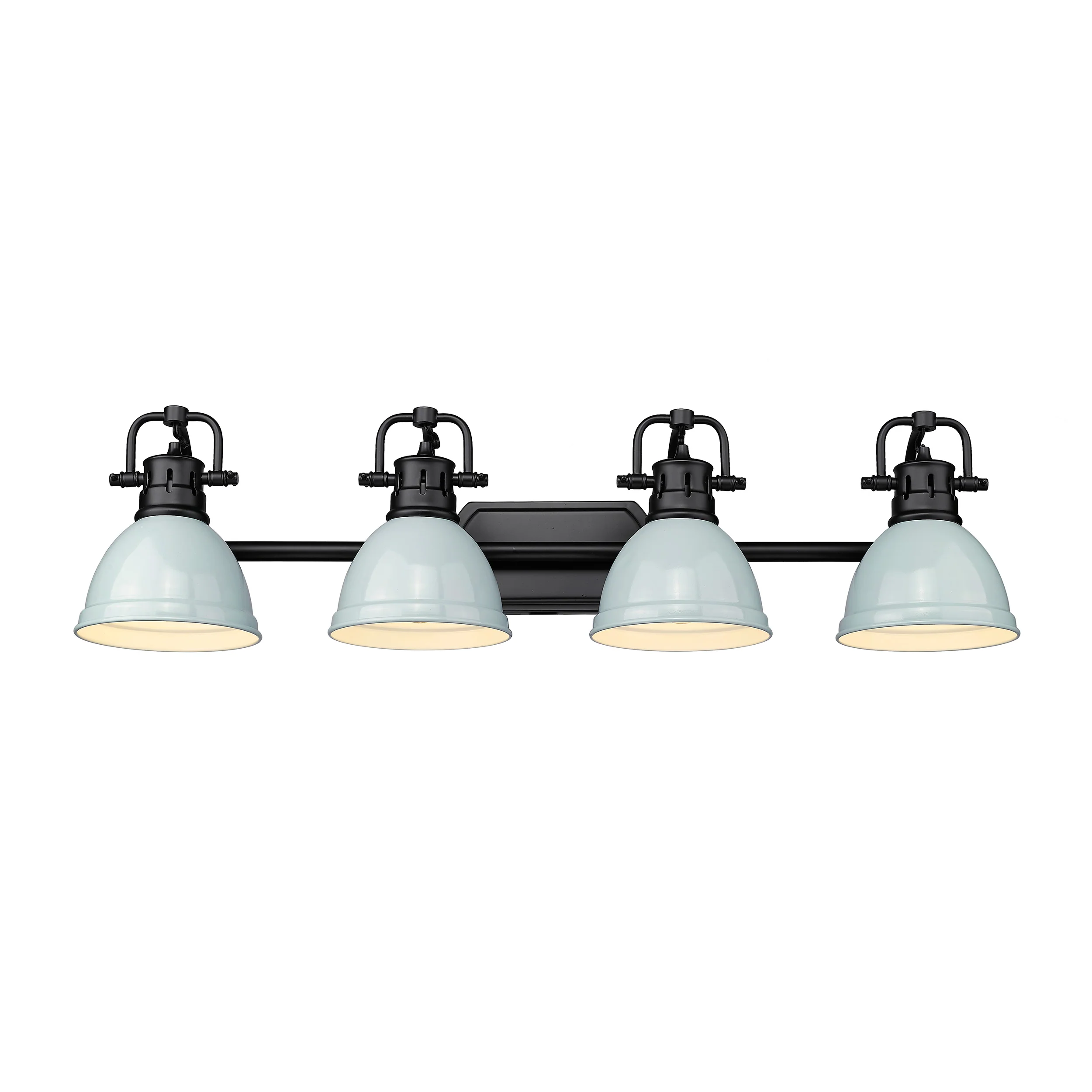 Duncan 4-light Vanity in Matte Black and Seafoam shade - Image 3