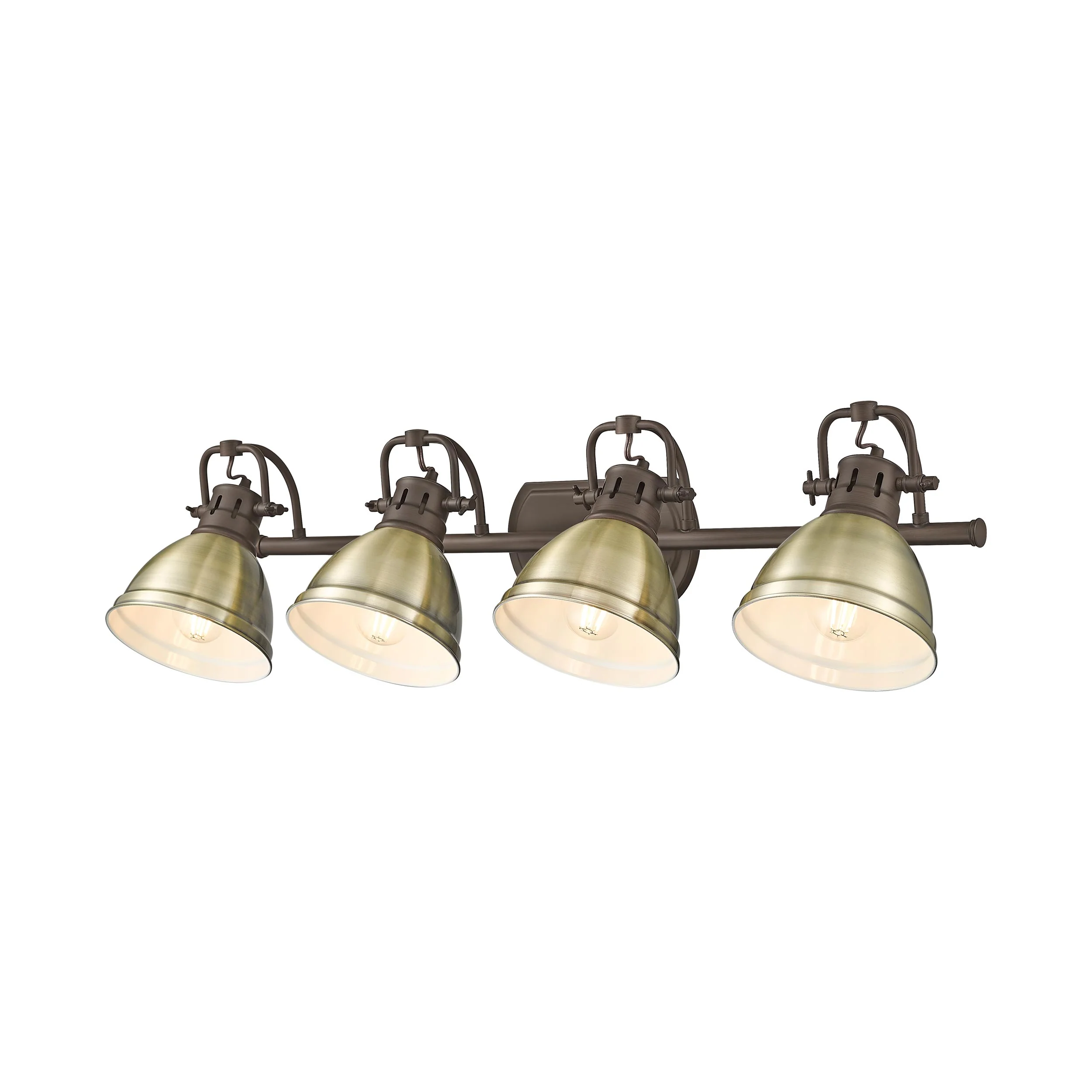 Duncan 4-light Vanity in Rubbed Bronze and Aged Brass shade - Image 4