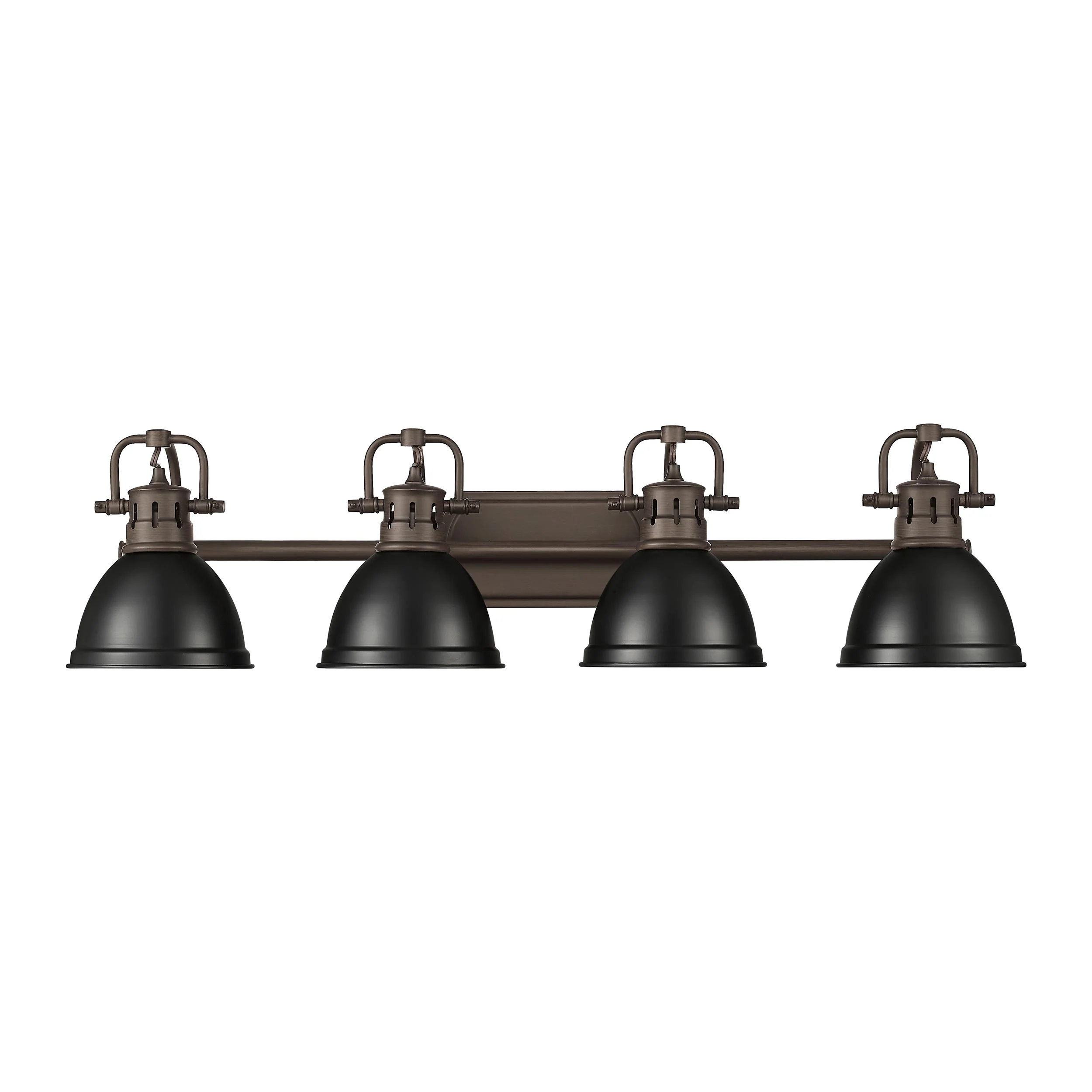 Duncan 4-light Vanity in Rubbed Bronze and Matte Black shade - Image 5