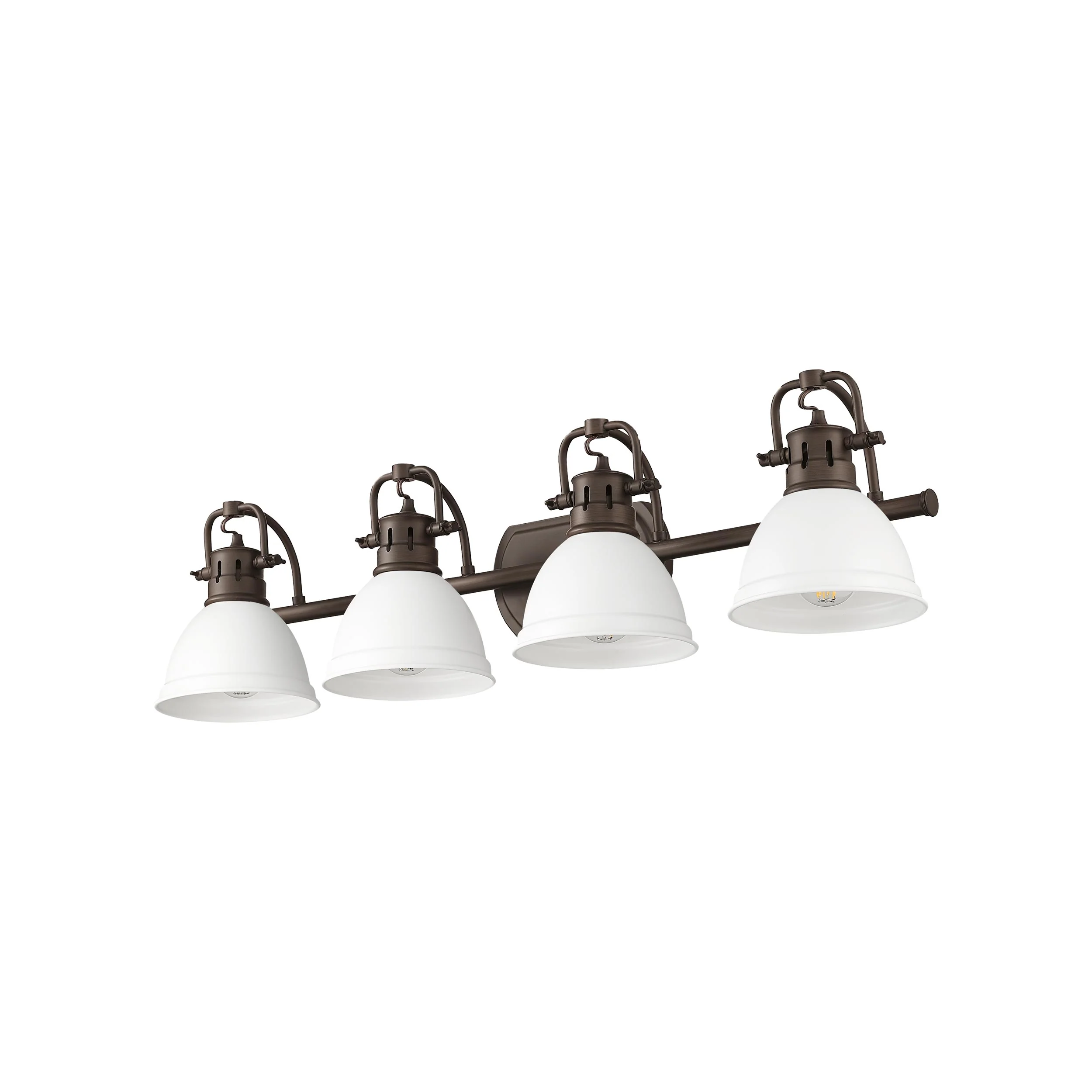 Duncan 4-light Vanity in Rubbed Bronze and Matte White shade - Image 2