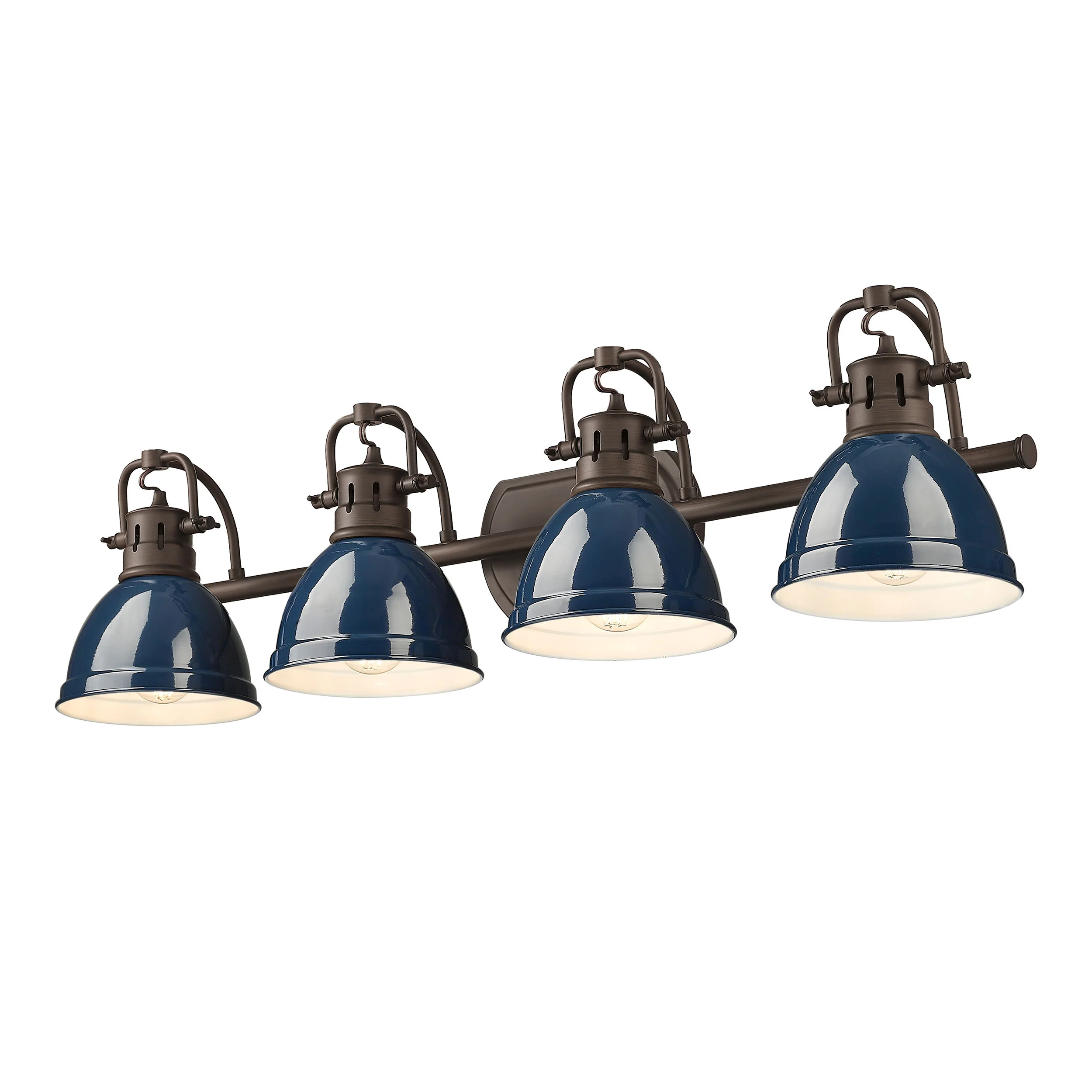 Duncan 4-light Vanity in Rubbed Bronze and Navy Blue shade