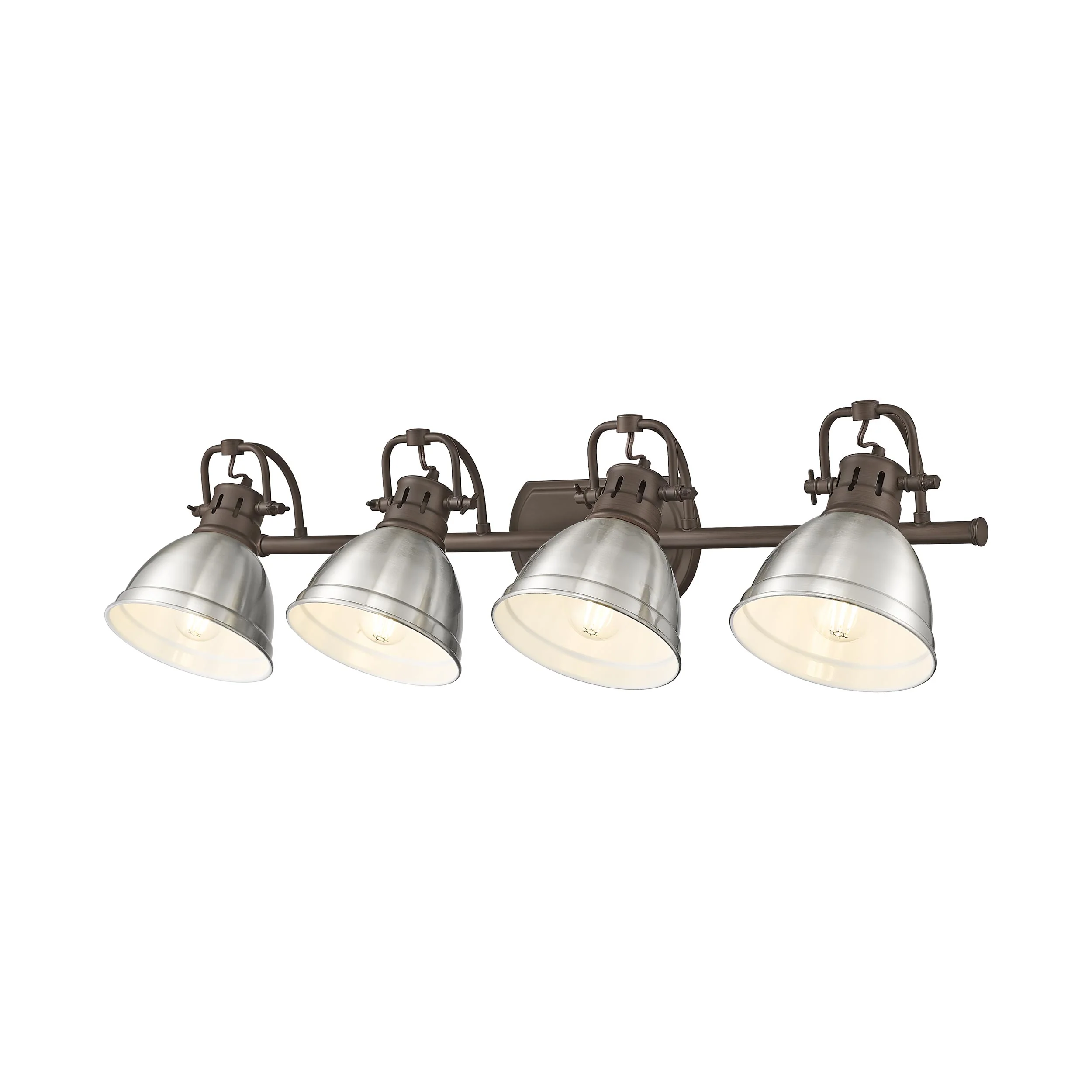 Duncan 4-light Vanity in Rubbed Bronze and Pewter shade - Image 2