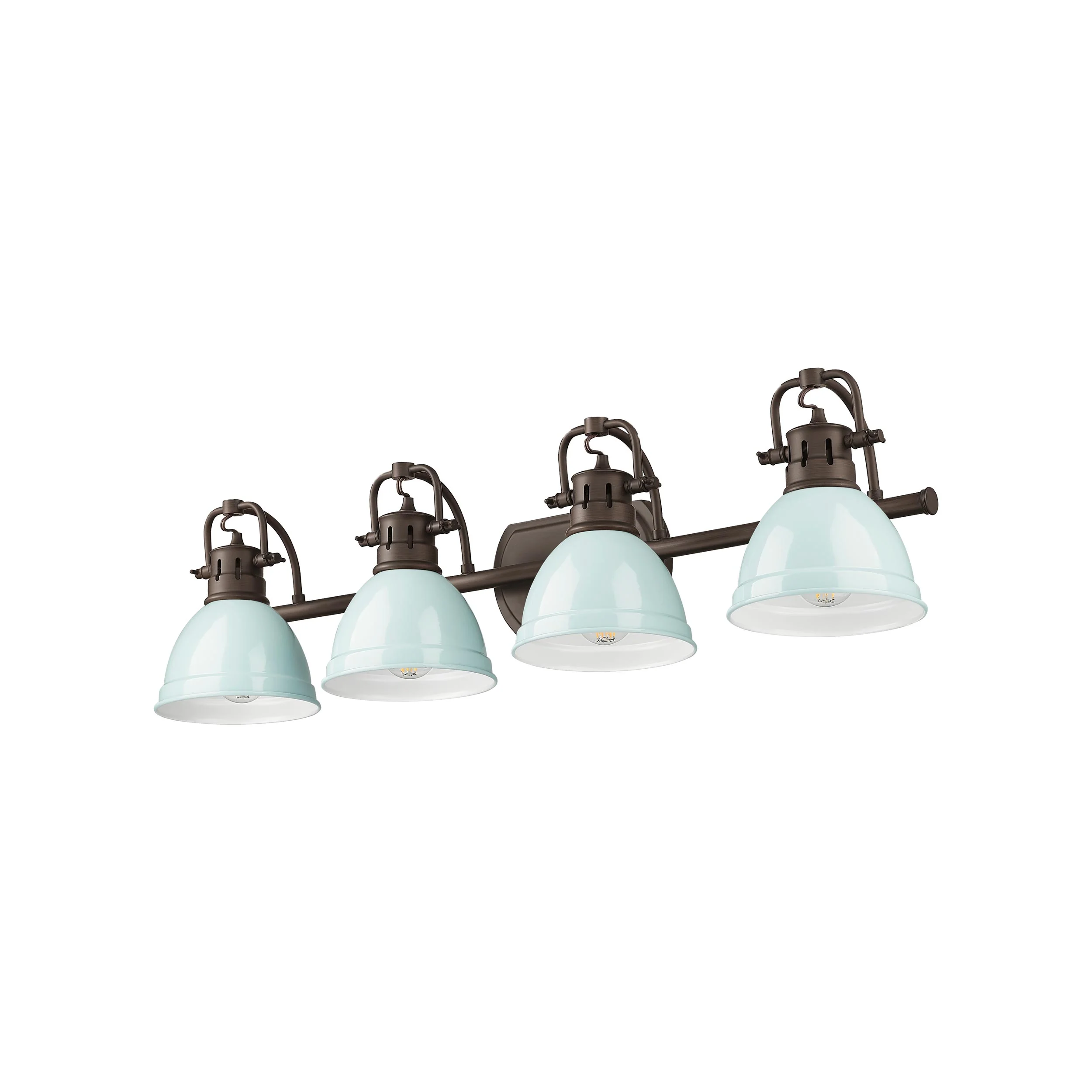 Duncan 4-light Vanity in Rubbed Bronze and Seafoam shade - Image 2