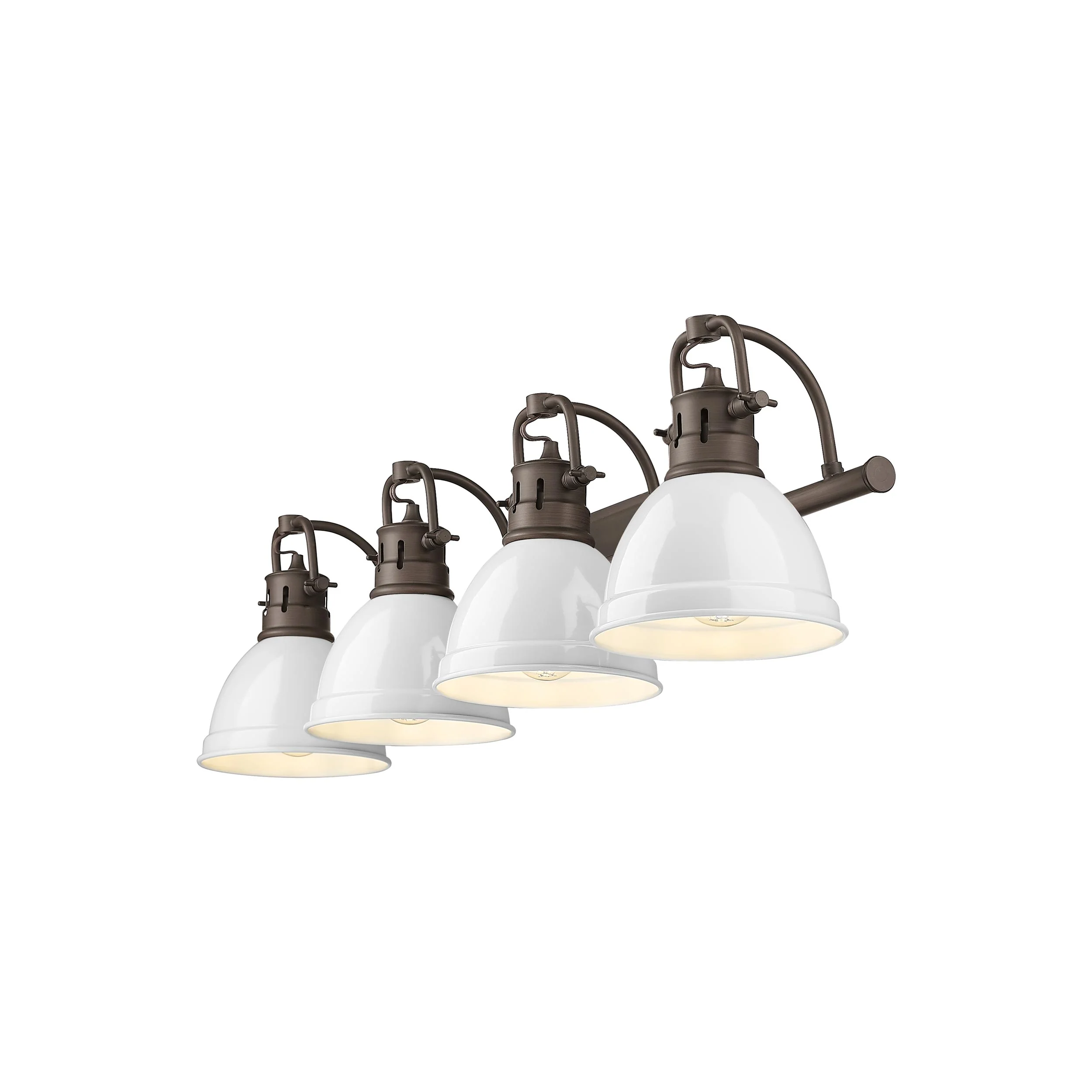 Duncan 4-light Vanity in Rubbed Bronze and White shade - Image 3