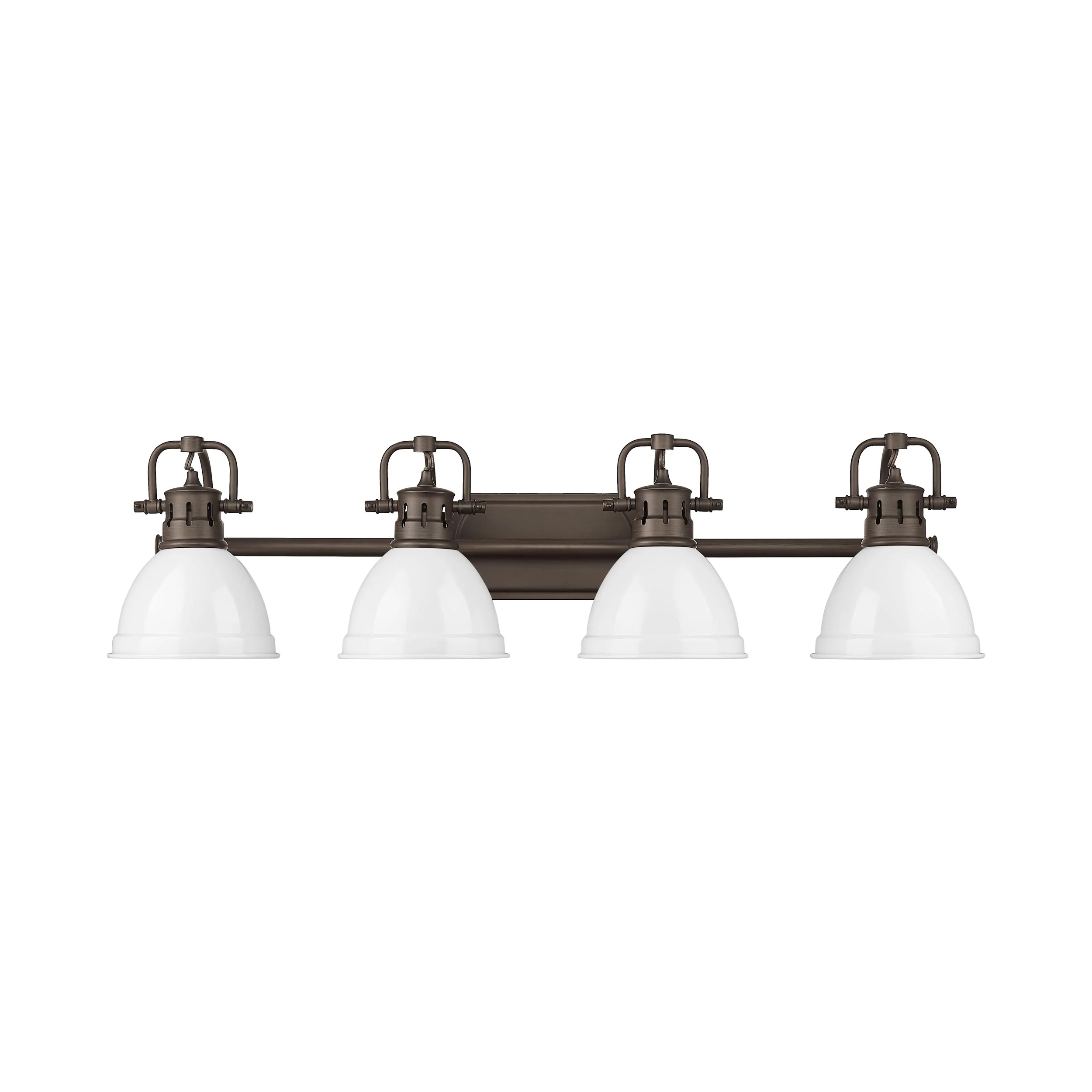 Duncan 4-light Vanity in Rubbed Bronze and White shade - Image 5