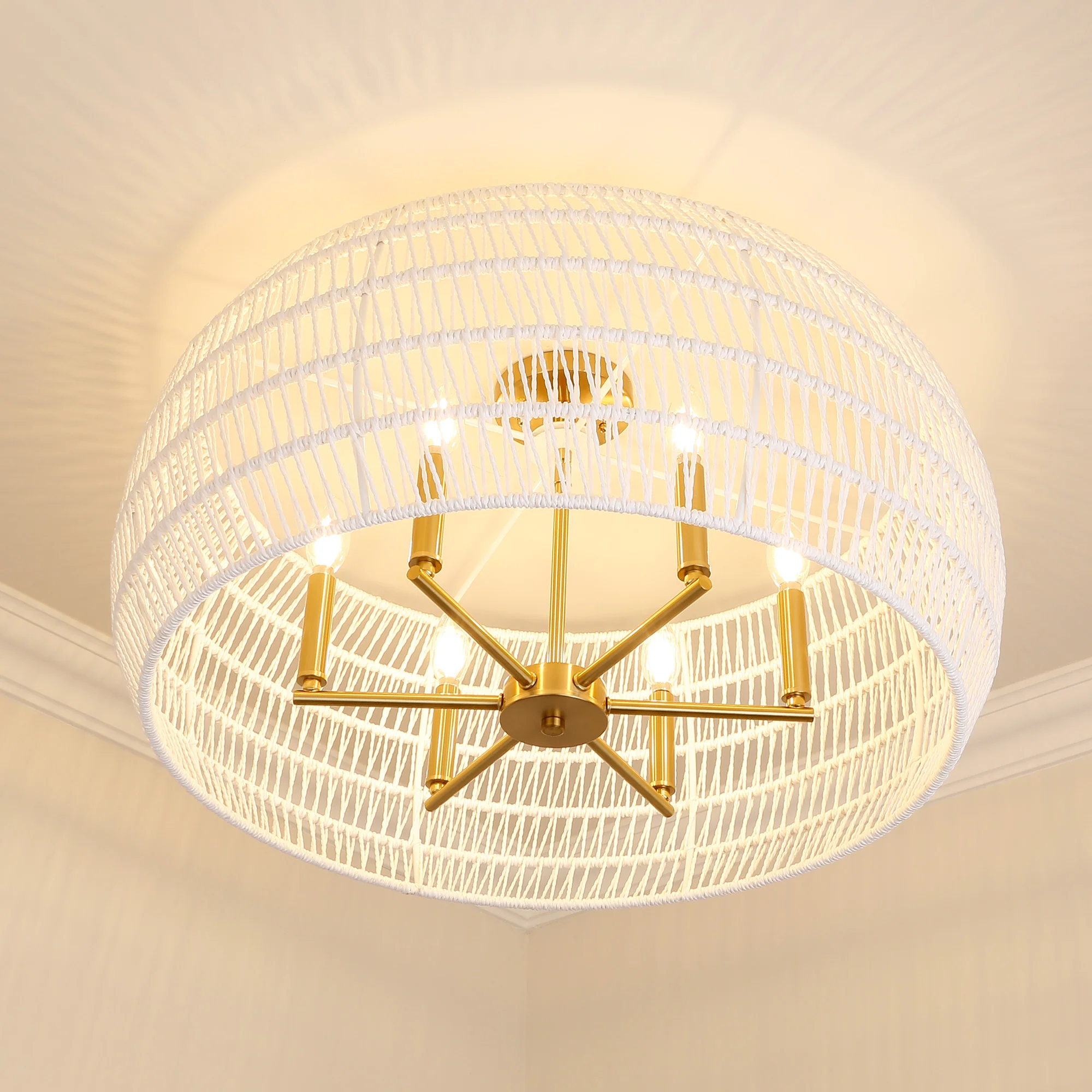 Ellie 6-light Semi-Flush Mount in Modern Brushed Gold - Image 8