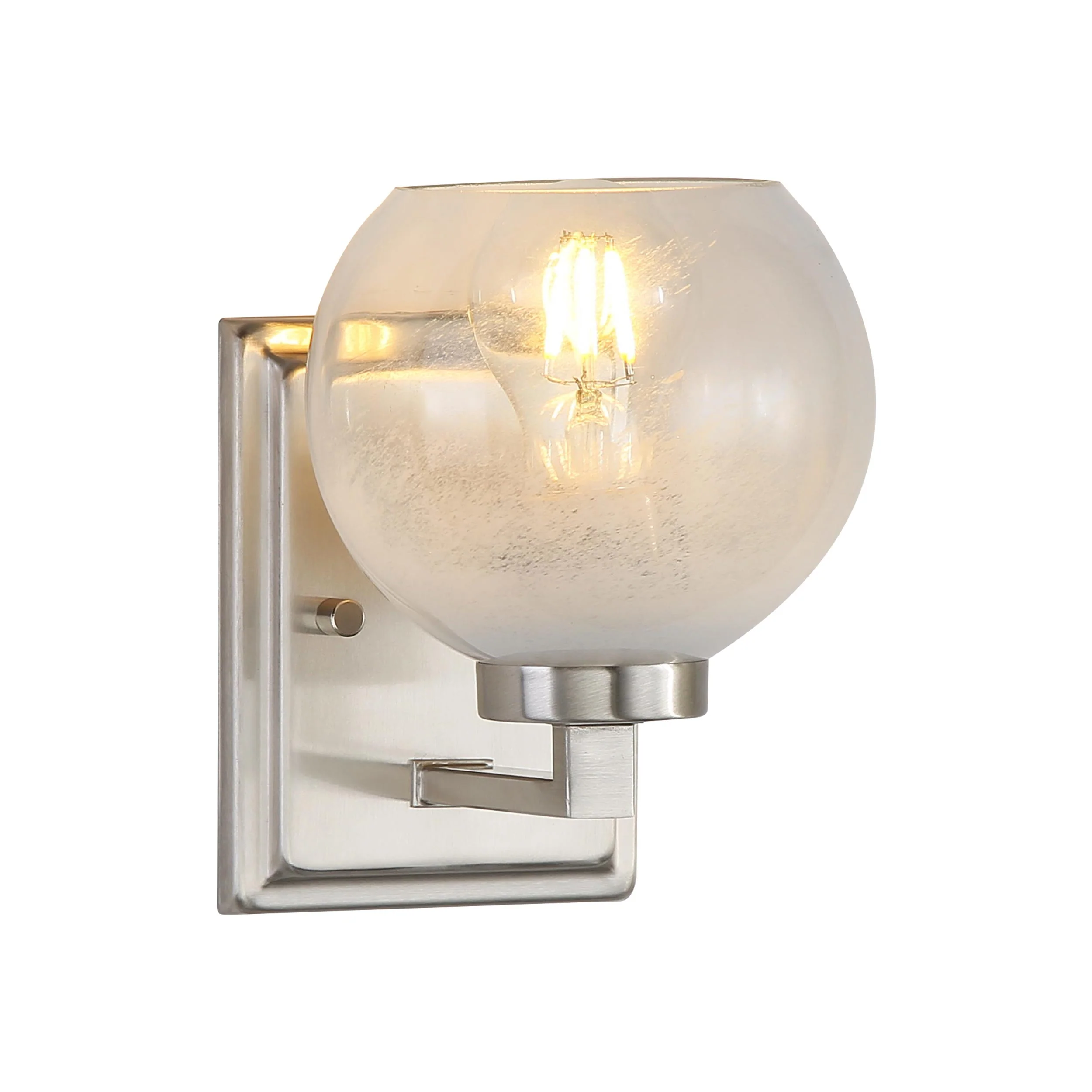 Elliott 1-light Vanity in Pewter and Clear Alabaster Glass