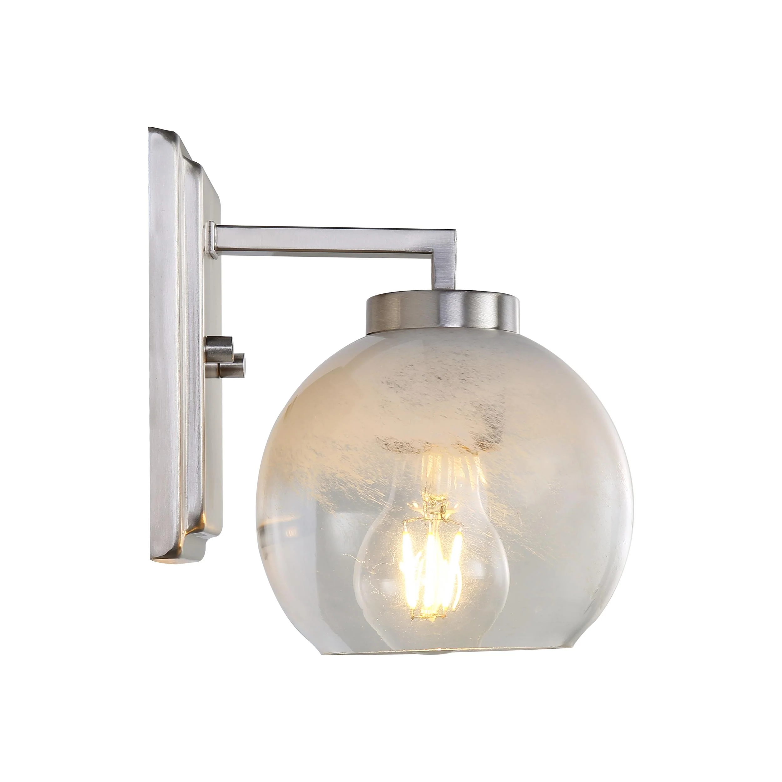 Elliott 1-light Vanity in Pewter and Clear Alabaster Glass - Image 4