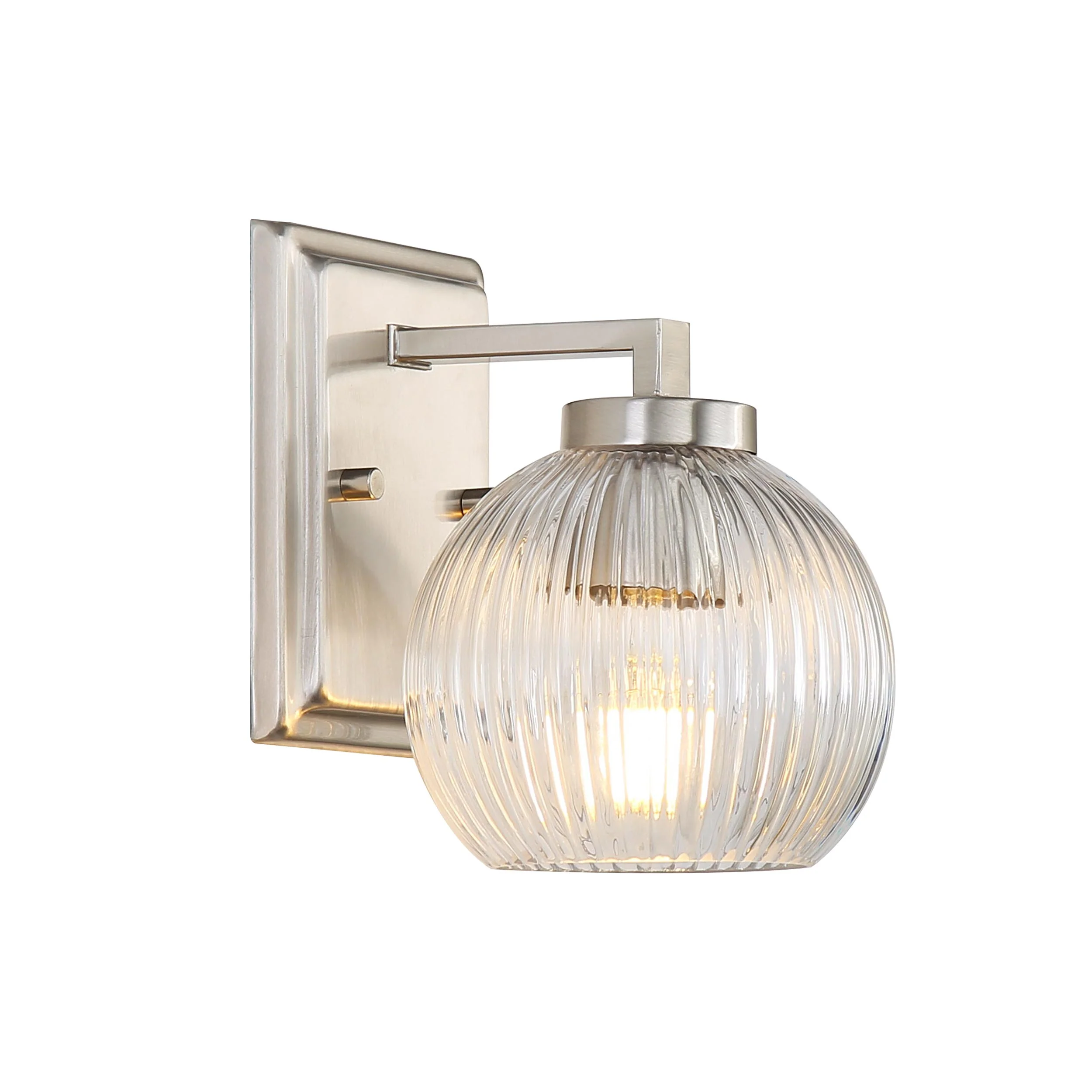 Elliott 1-light Vanity in Pewter and Clear Ribbed Glass