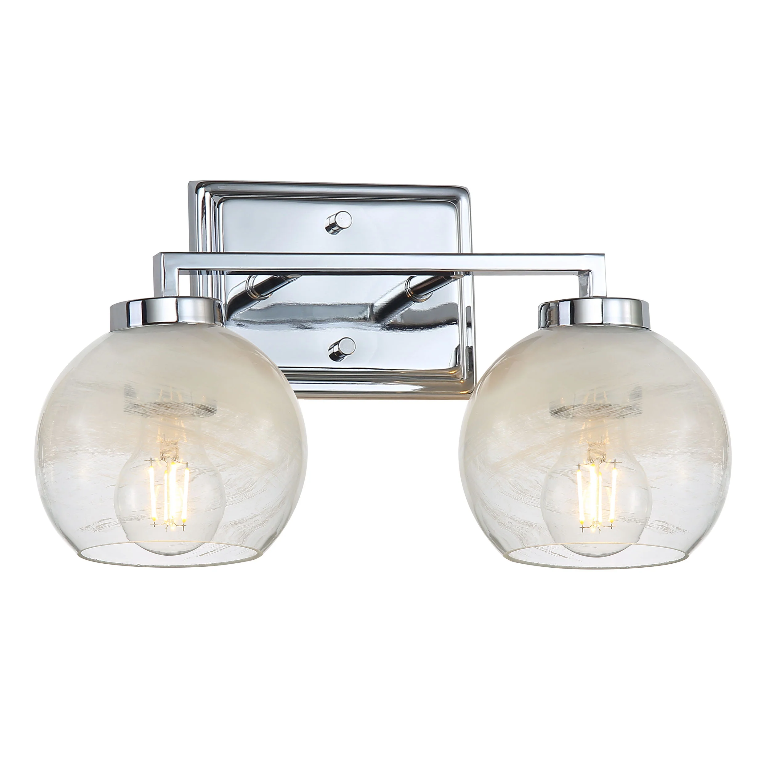 Elliott 2-light Vanity in Chrome and Clear Alabaster Glass
