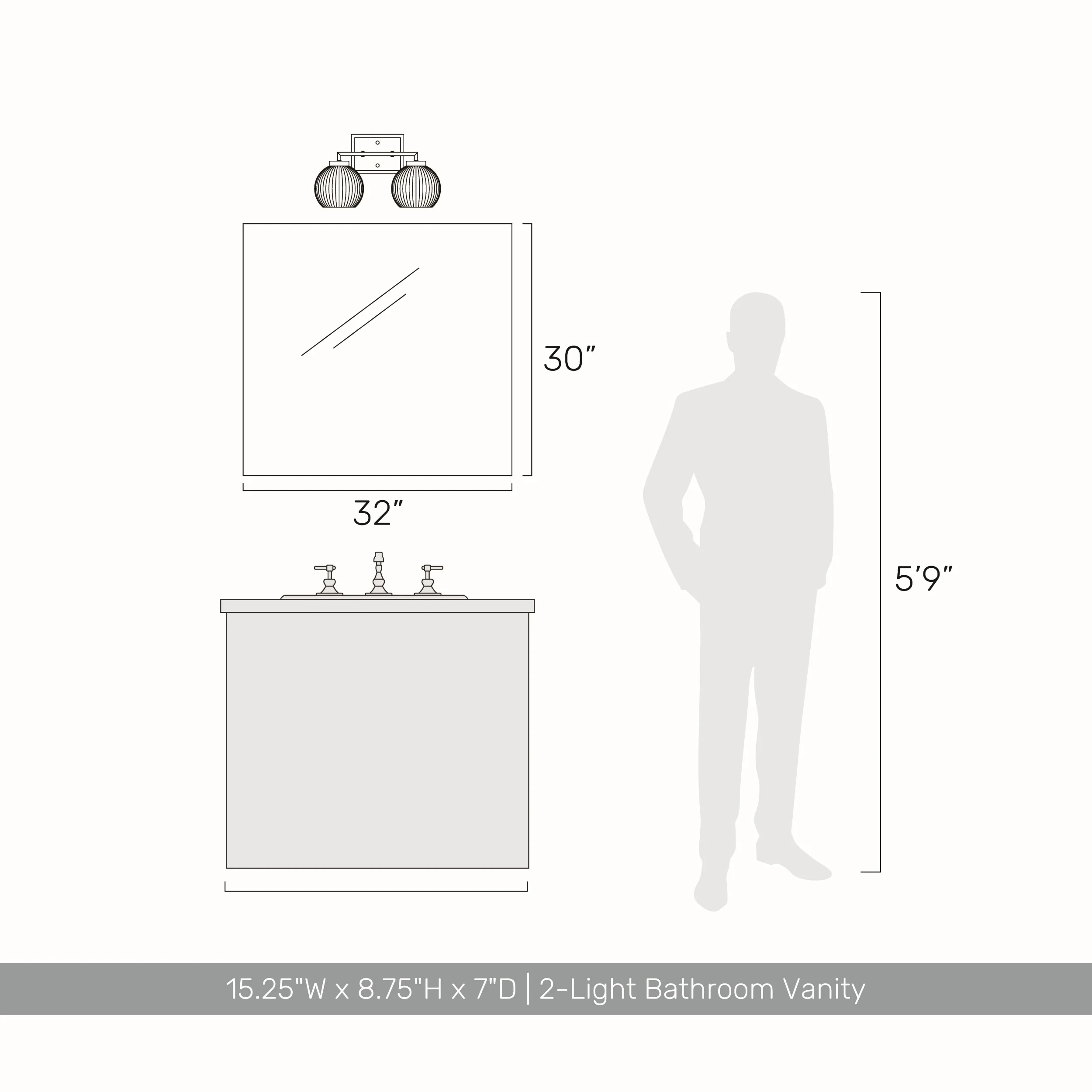 Elliott 2-light Vanity in Chrome and Clear Alabaster Glass - Image 5