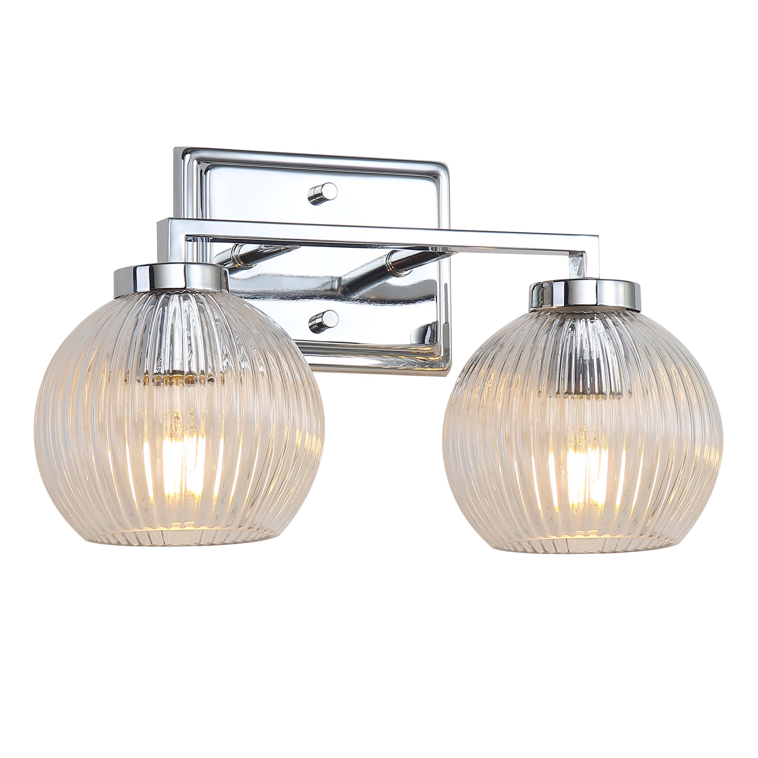Elliott 2-light Vanity in Chrome and Clear Ribbed Glass - Image 2