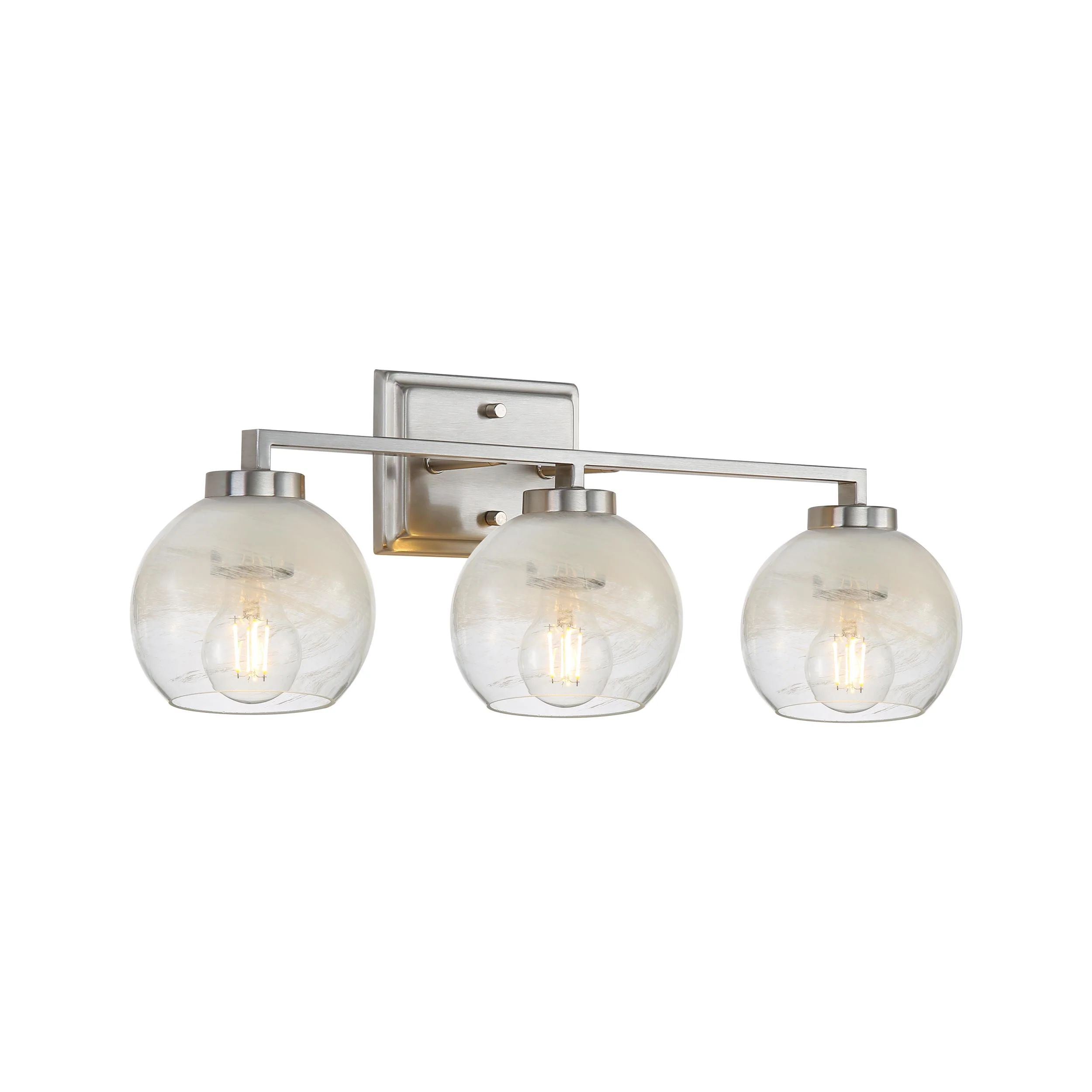 Elliott 3-light Vanity in Pewter and Clear Alabaster Glass