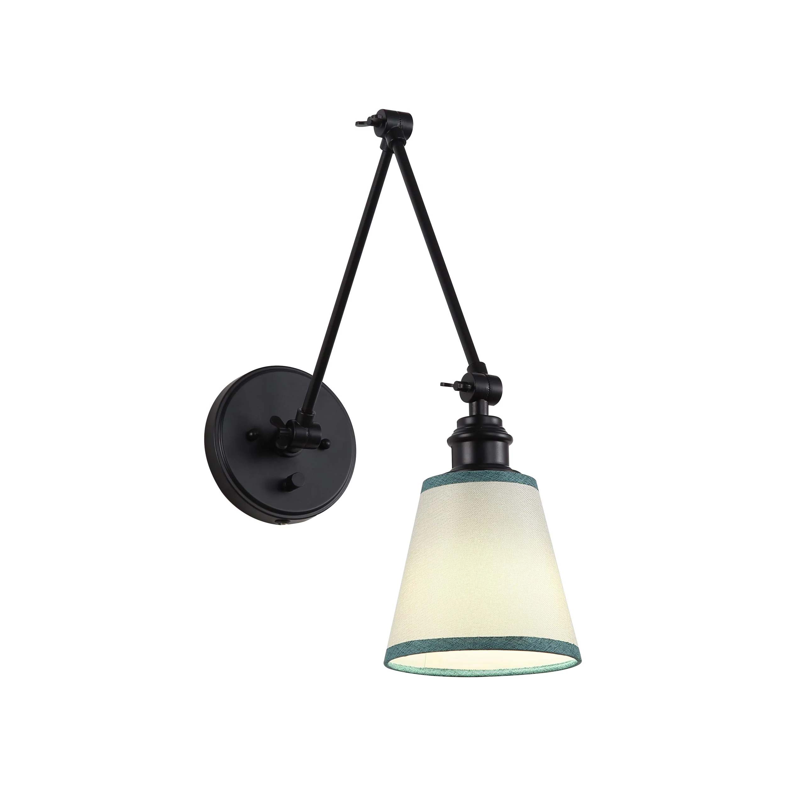 Equinox 1-light Swing Arm Wall Lamp with Green Trim shade - Image 3