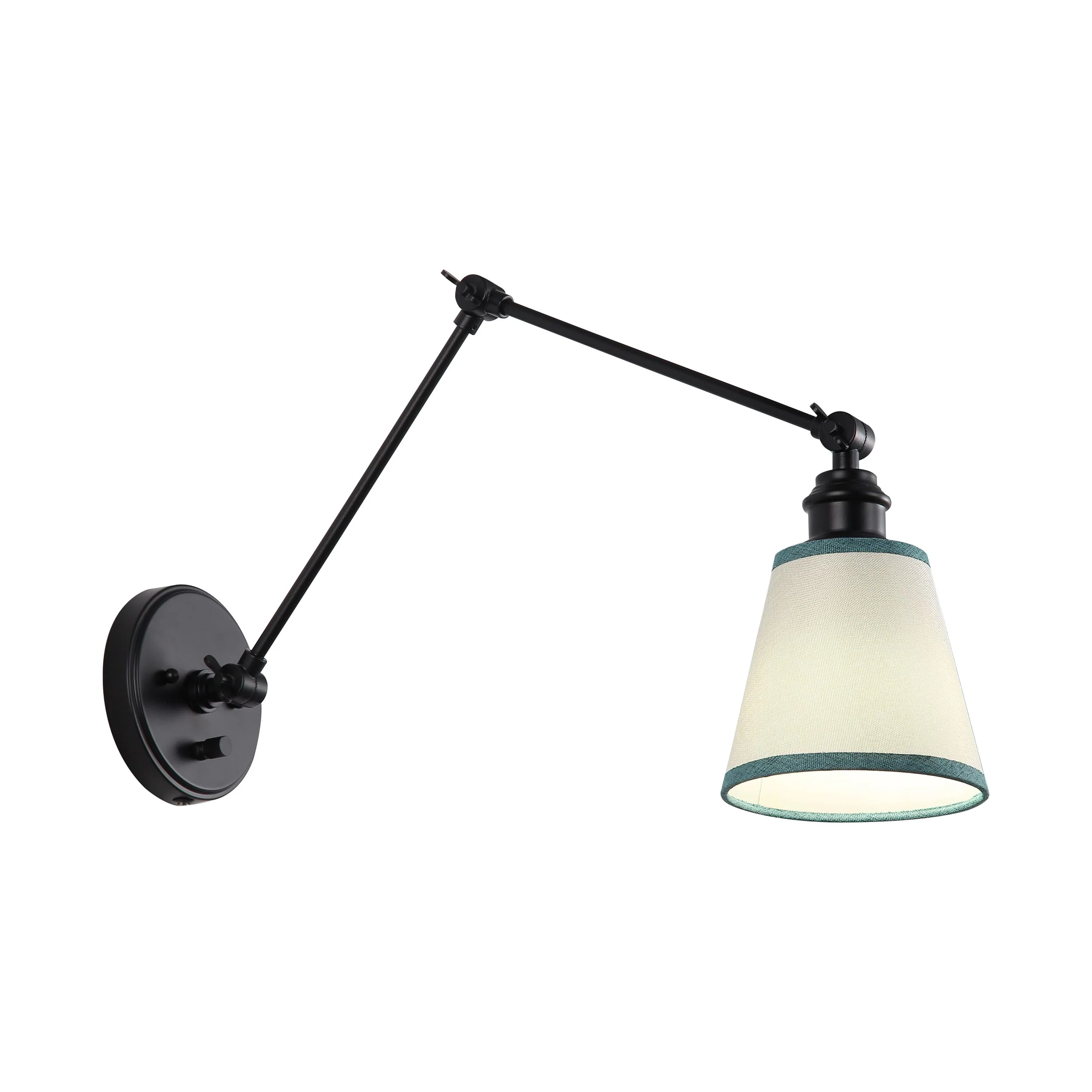 Equinox 1-light Swing Arm Wall Lamp with Green Trim shade - Image 4