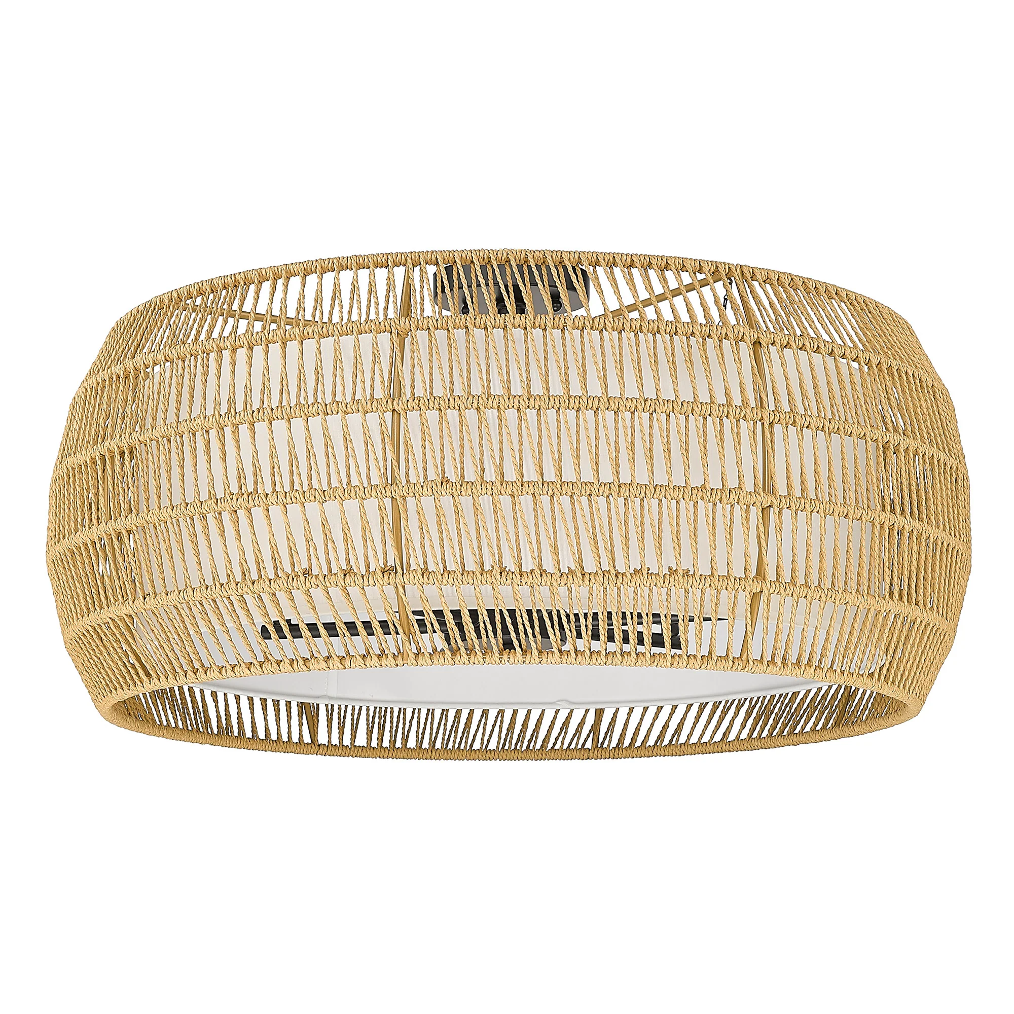 Everly 6-light Semi-Flush Mount in Matte Black and Natural Rattan shade - Image 3