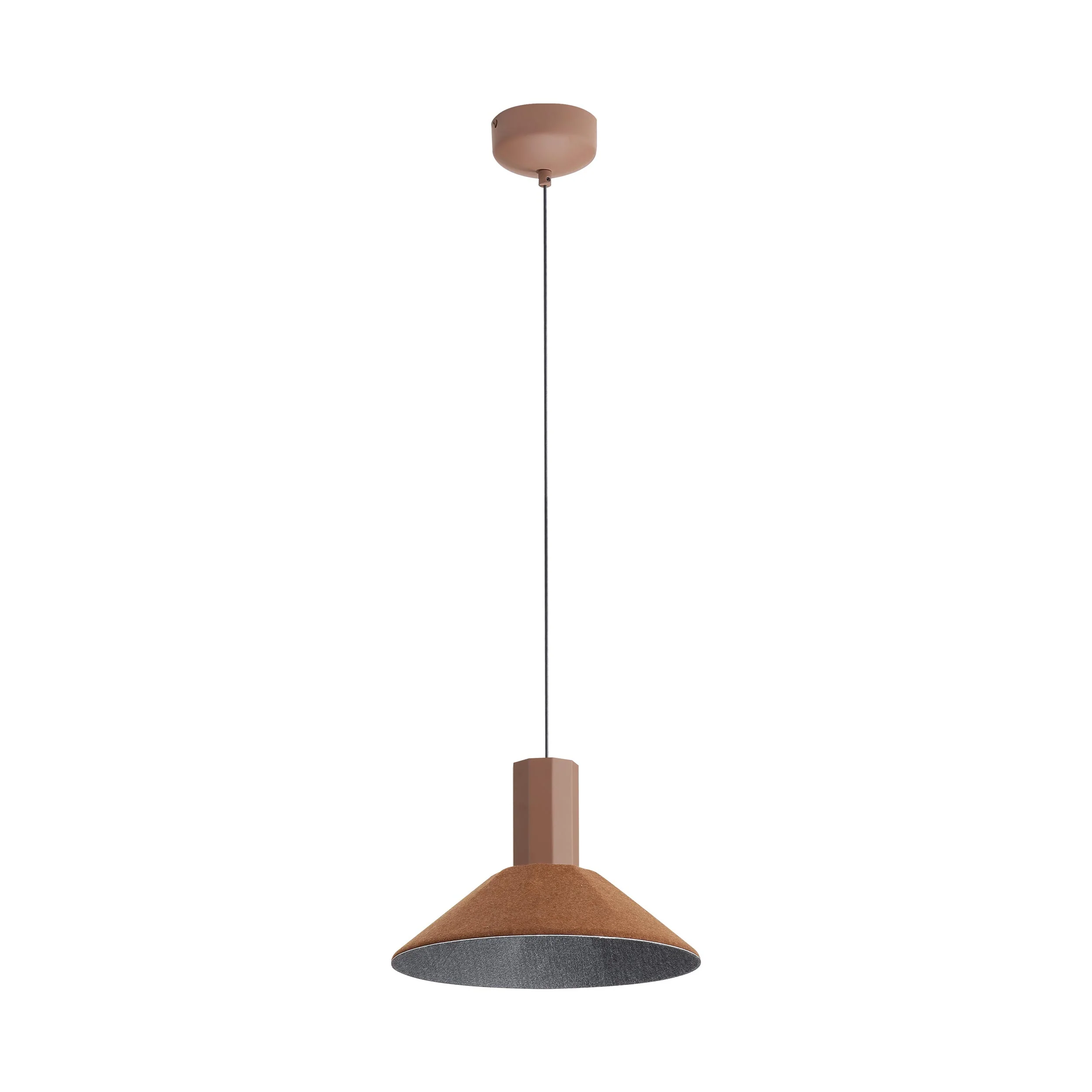 Faroe 13in Integrated LED Pendant in Coffee/Black Felt - Image 2