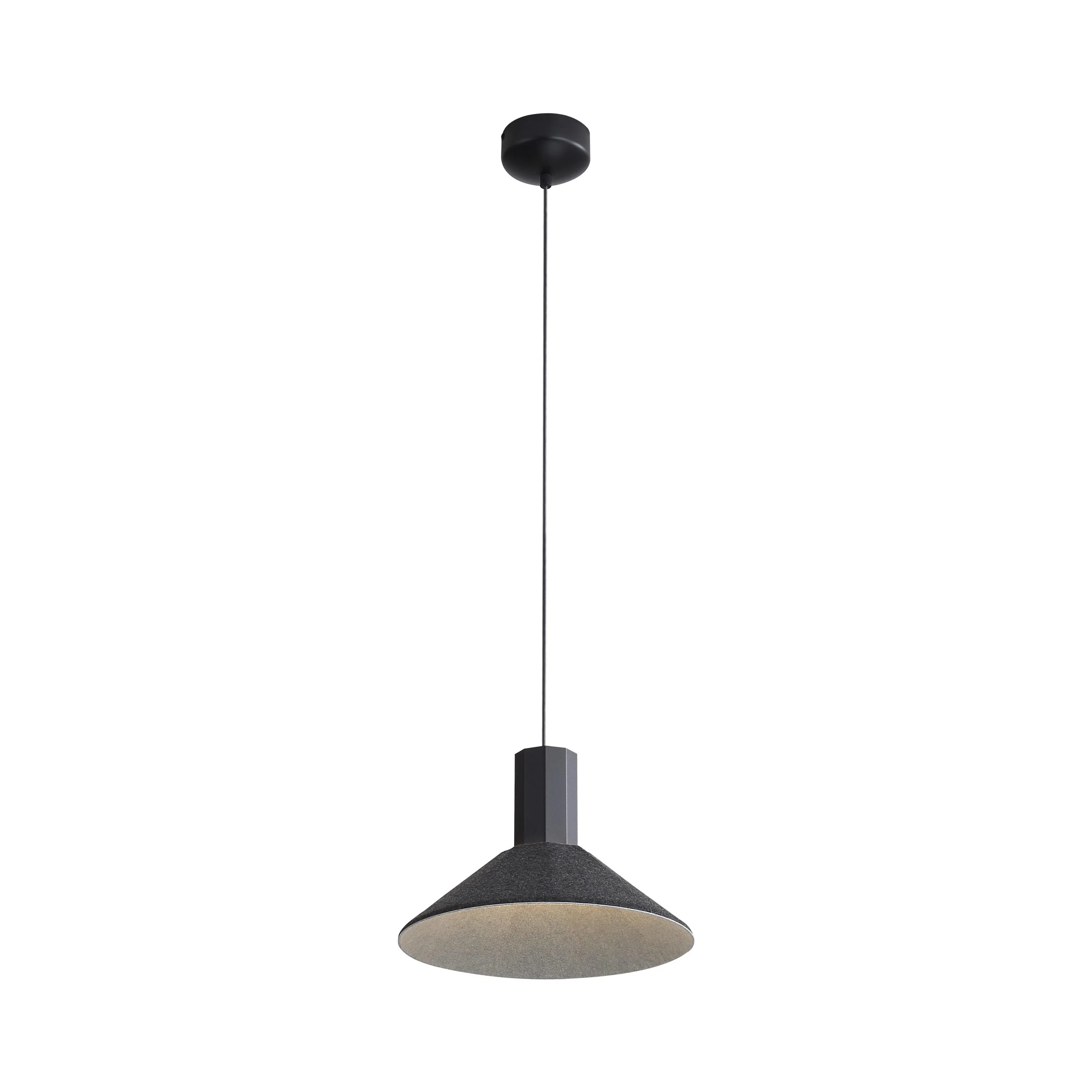 Faroe 13in Integrated LED Pendant in Flecked Black/Grey Felt - Image 3