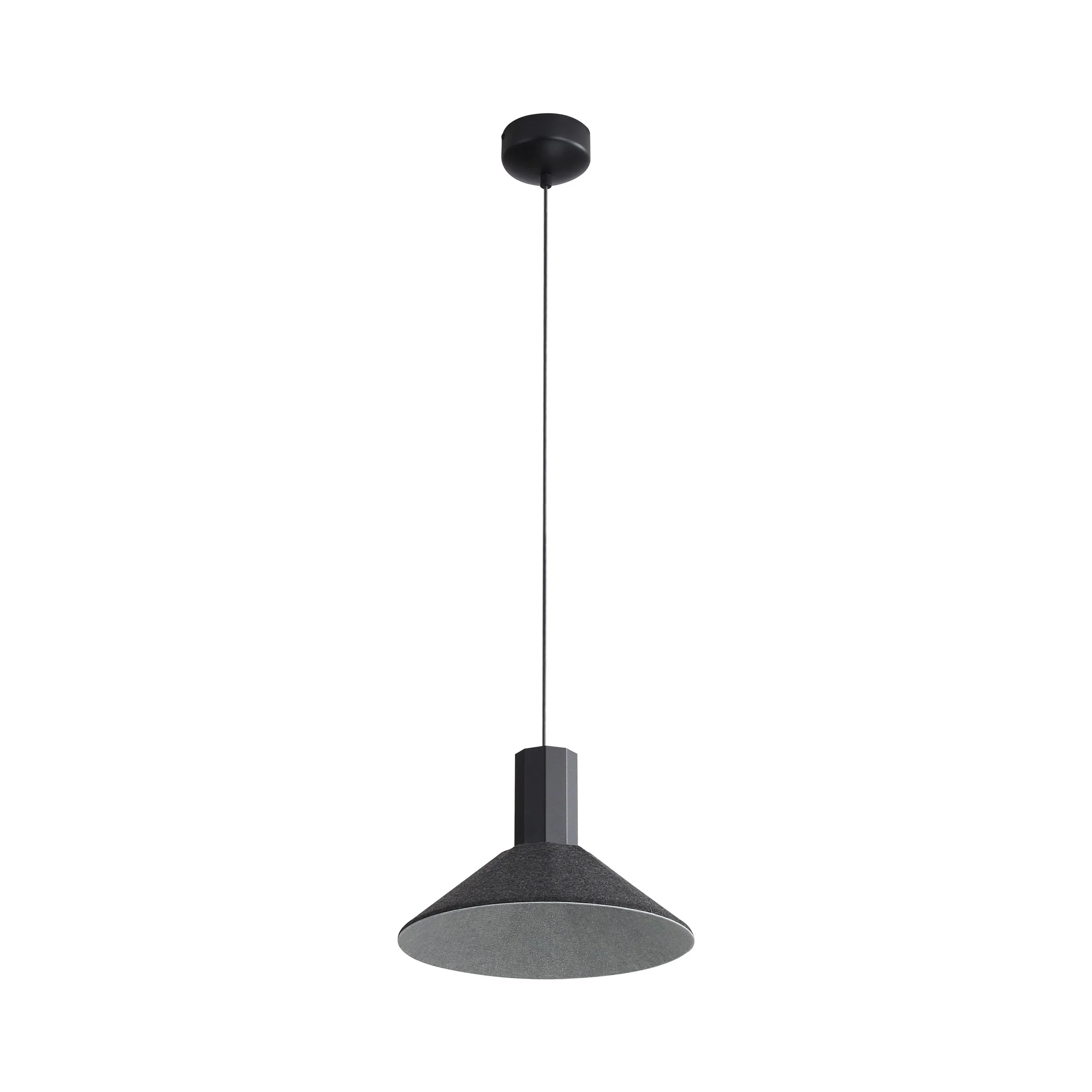 Faroe 13in Integrated LED Pendant in Flecked Black/Grey Felt - Image 4