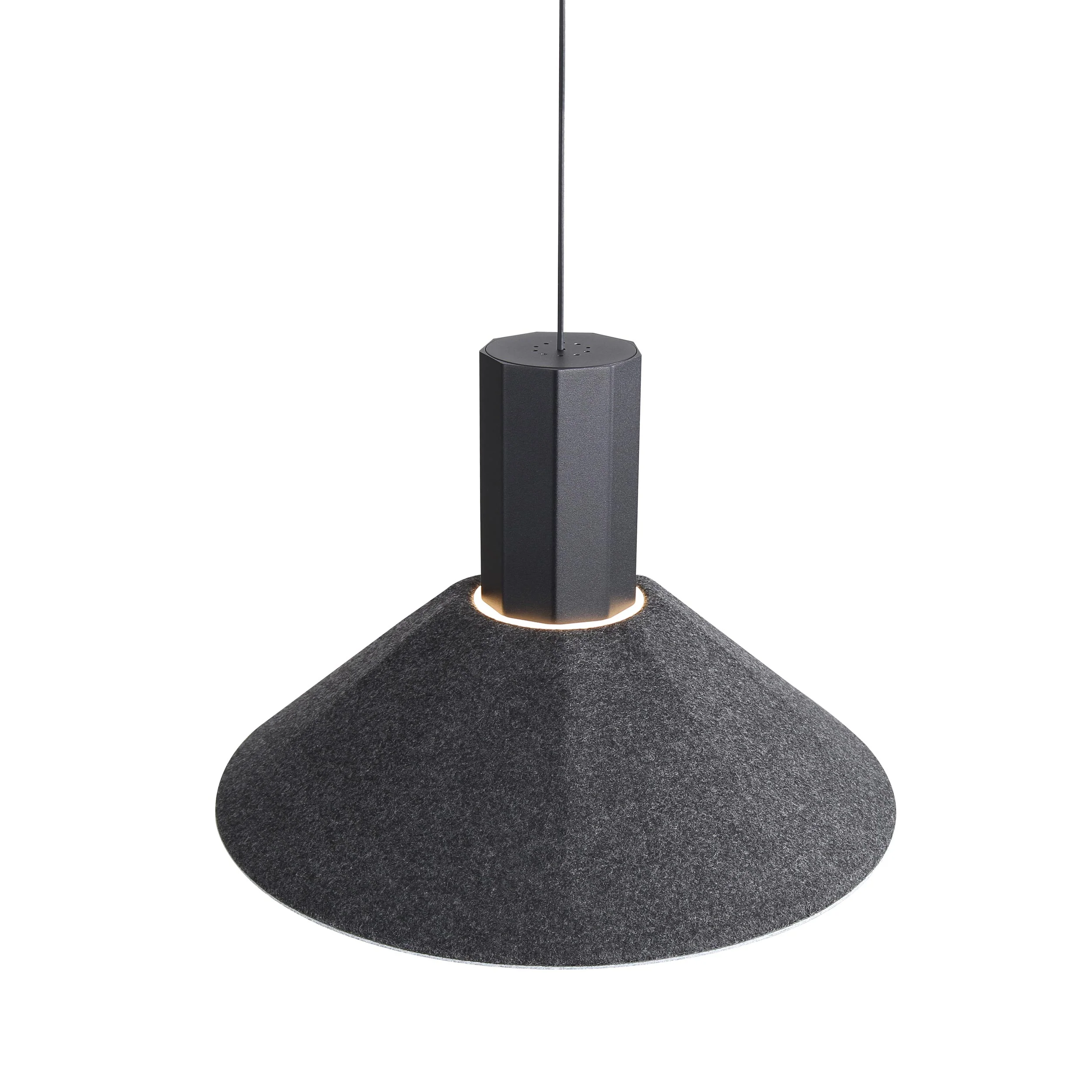 Faroe 13in Integrated LED Pendant in Flecked Black/Grey Felt - Image 7