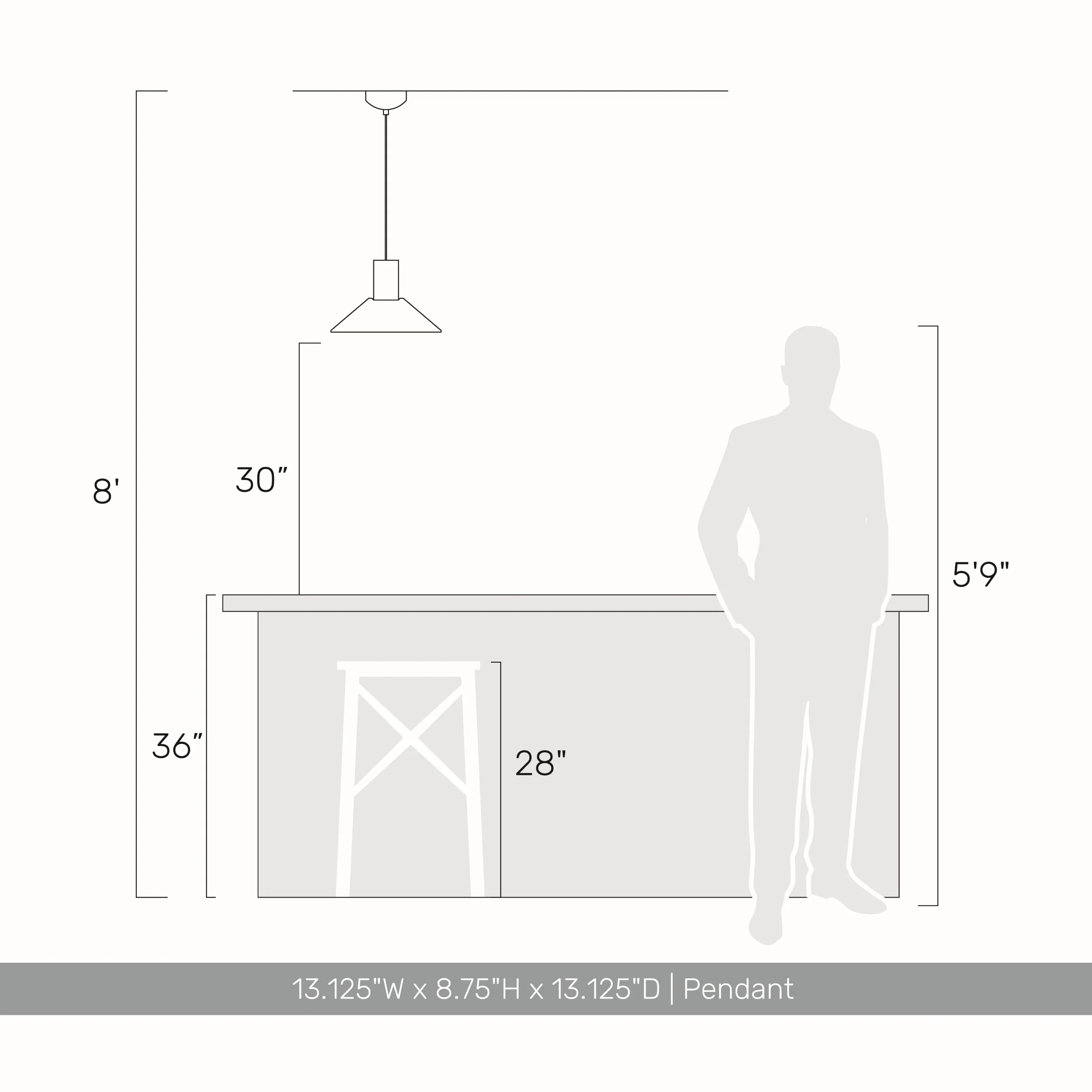 Faroe 13in Integrated LED Pendant in Flecked Black/Grey Felt - Image 9