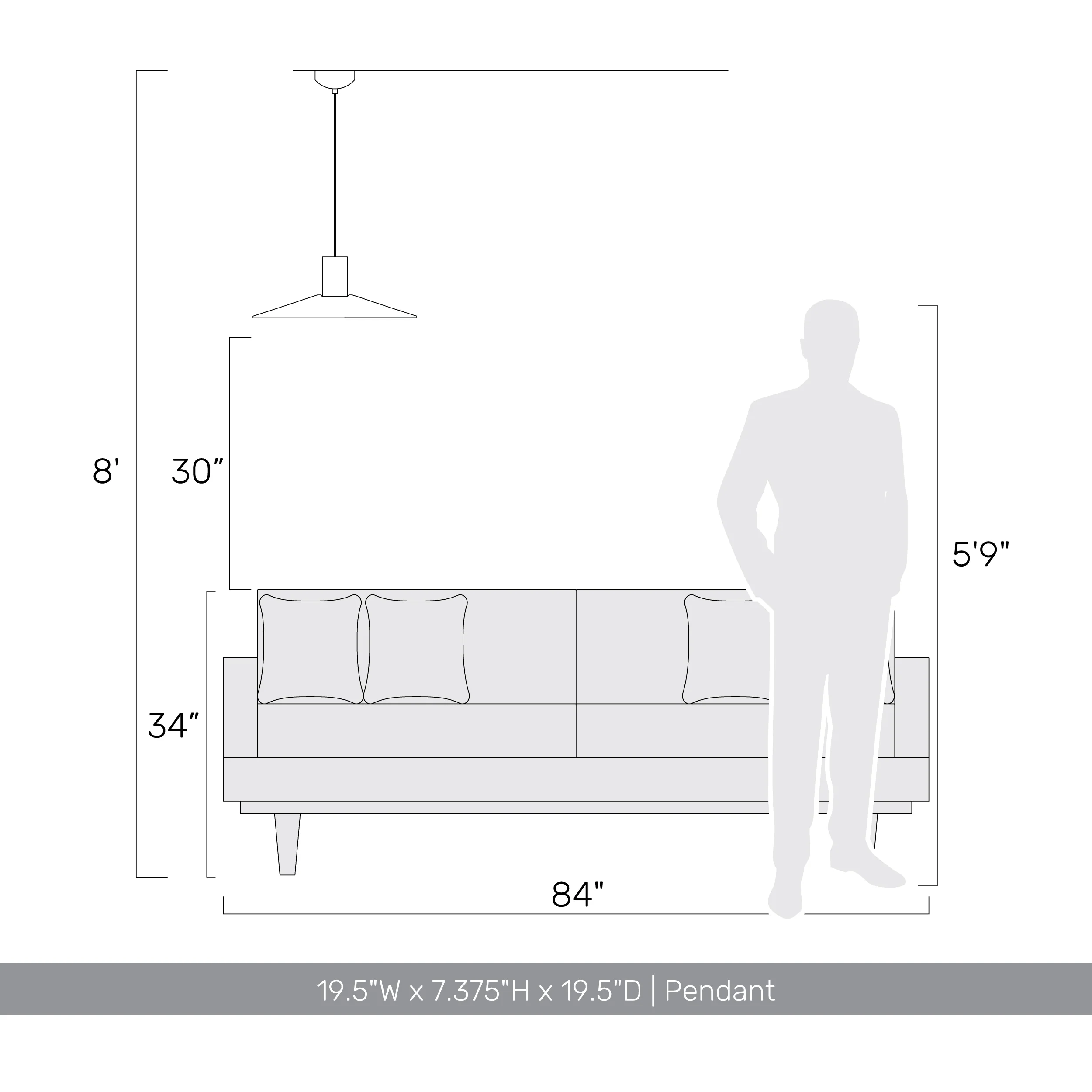 Faroe 20in Integrated LED Pendant in Earth Yellow/Grey Felt - Image 9