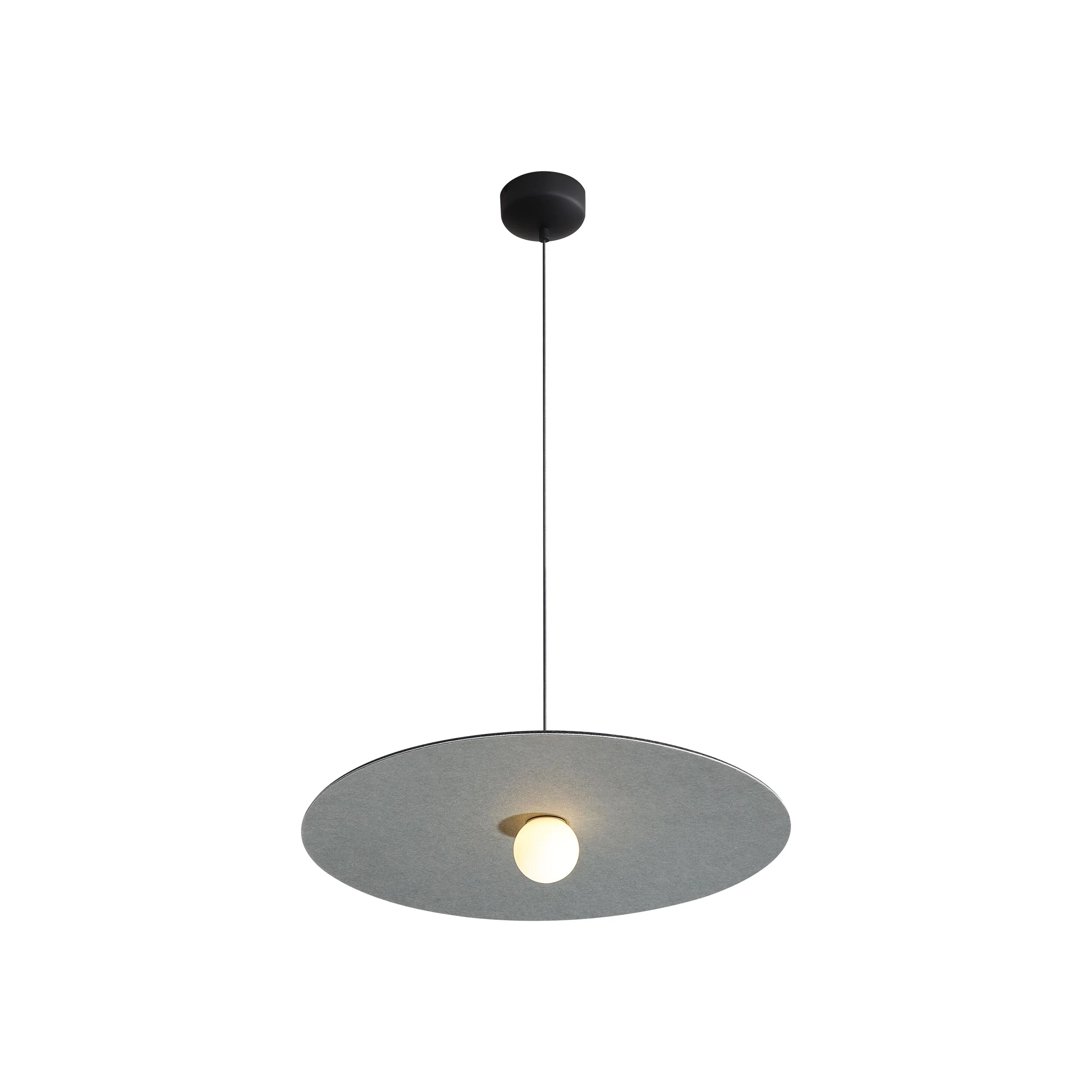 Faroe 24in Integrated LED Pendant in Flecked Black/Grey Felt - Image 4