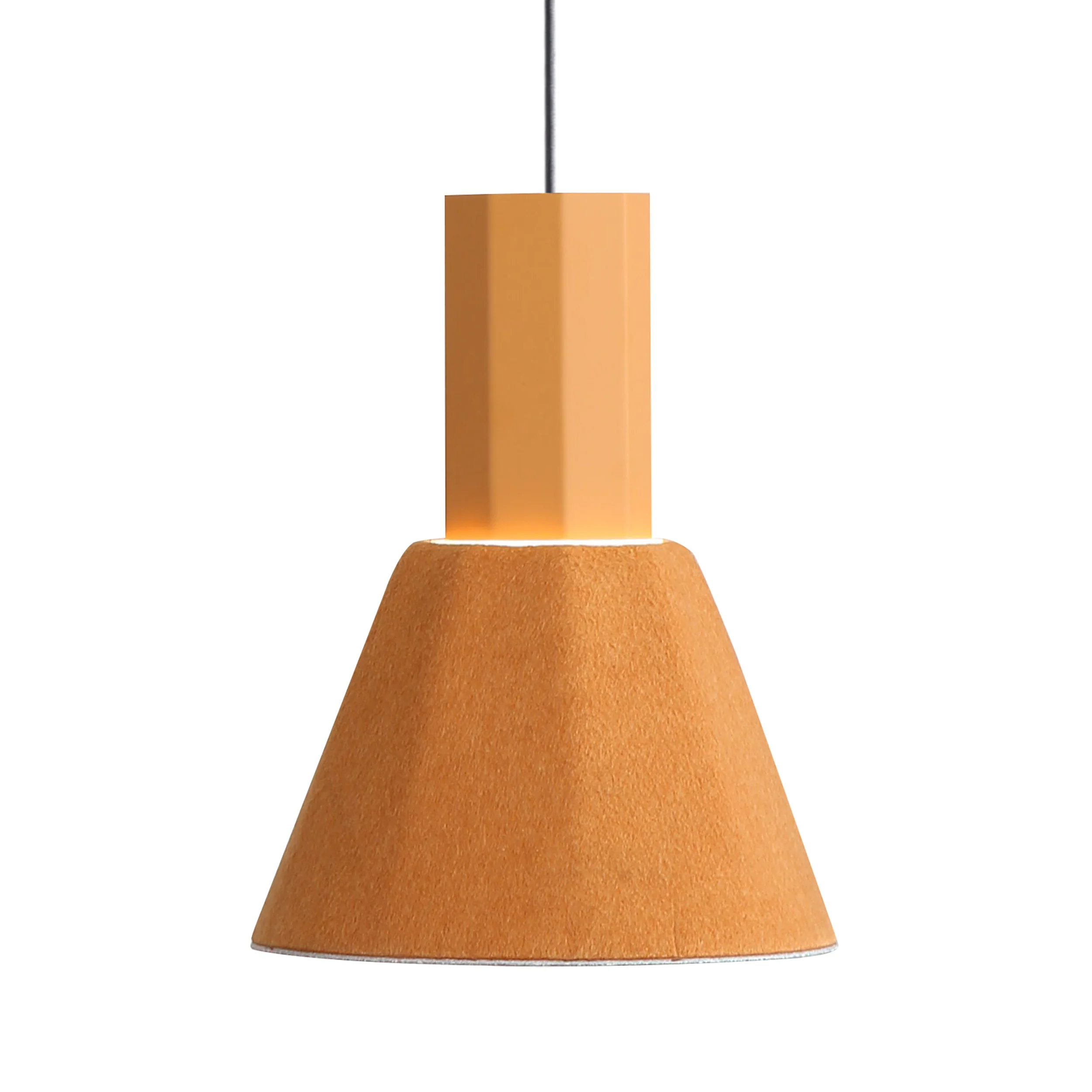 Faroe 8in Integrated LED Pendant in Earth Yellow/Grey Felt