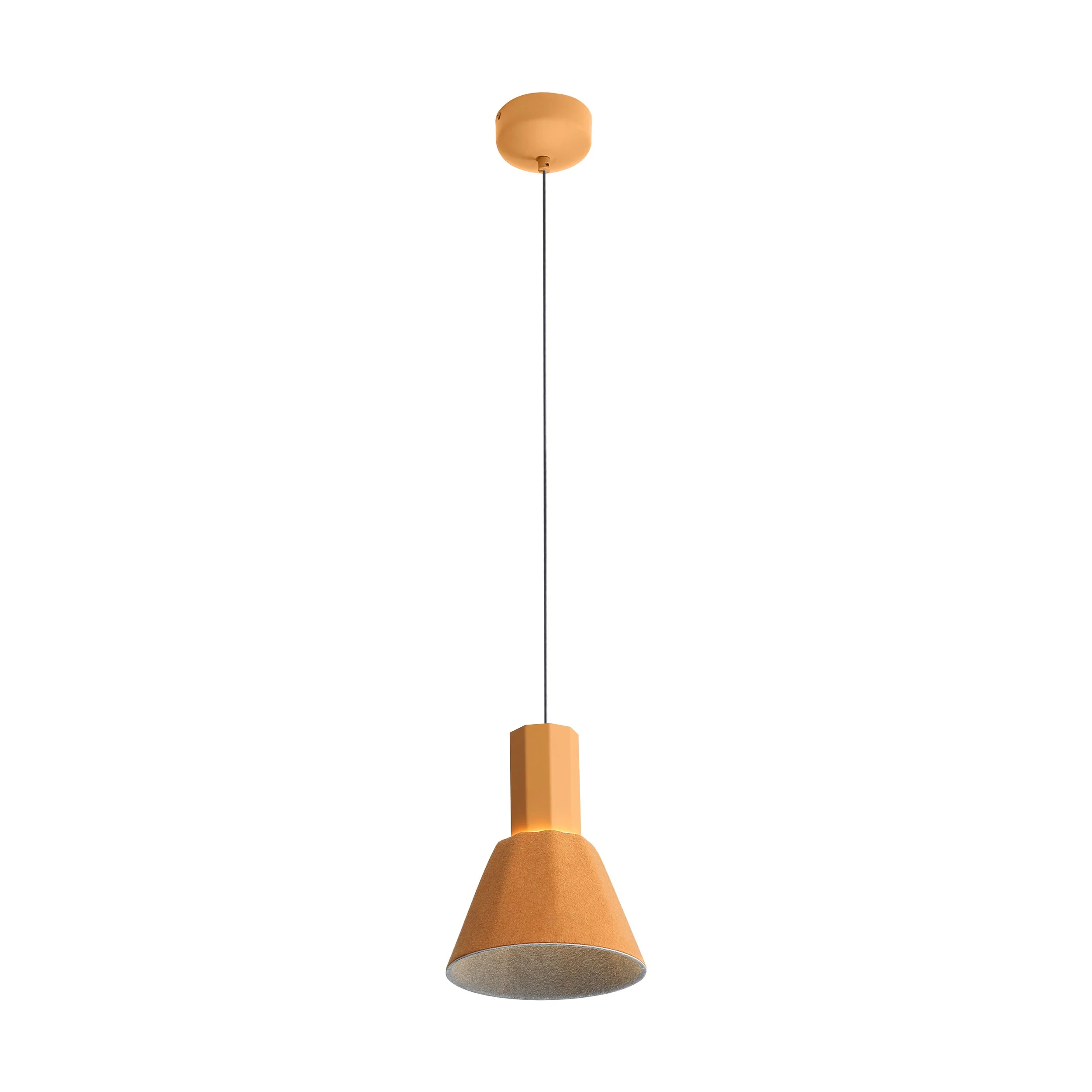 Faroe 8in Integrated LED Pendant in Earth Yellow/Grey Felt - Image 3