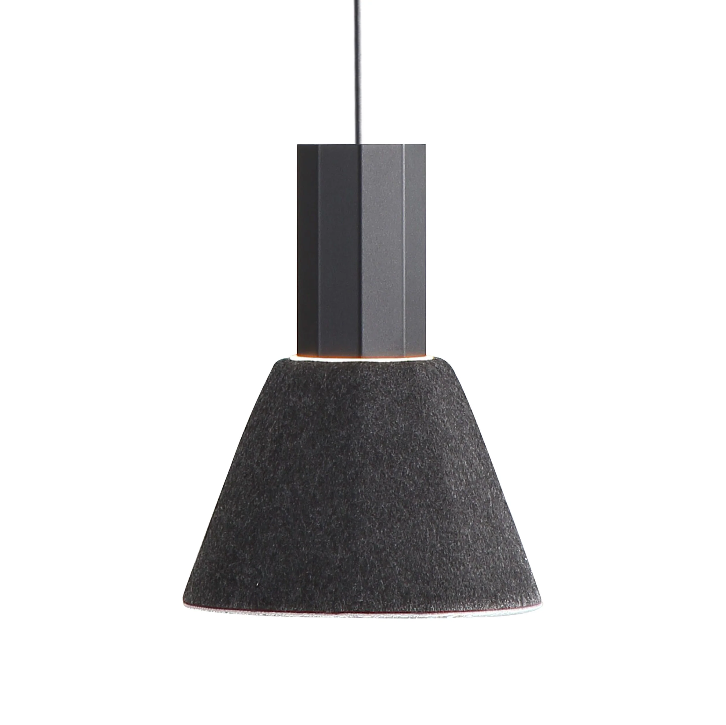 Faroe 8in Integrated LED Pendant in Flecked Black/Grey Felt