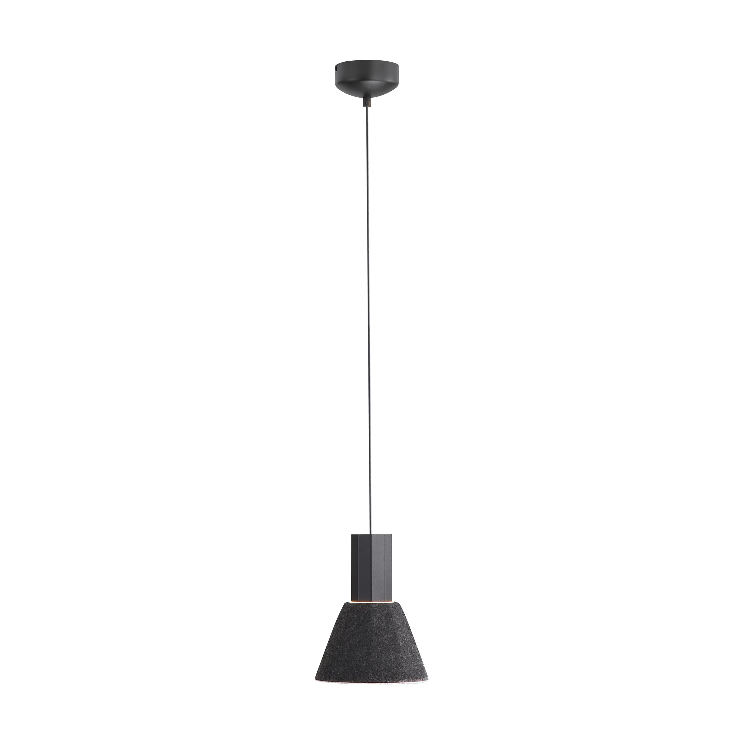 Faroe 8in Integrated LED Pendant in Flecked Black/Grey Felt - Image 2