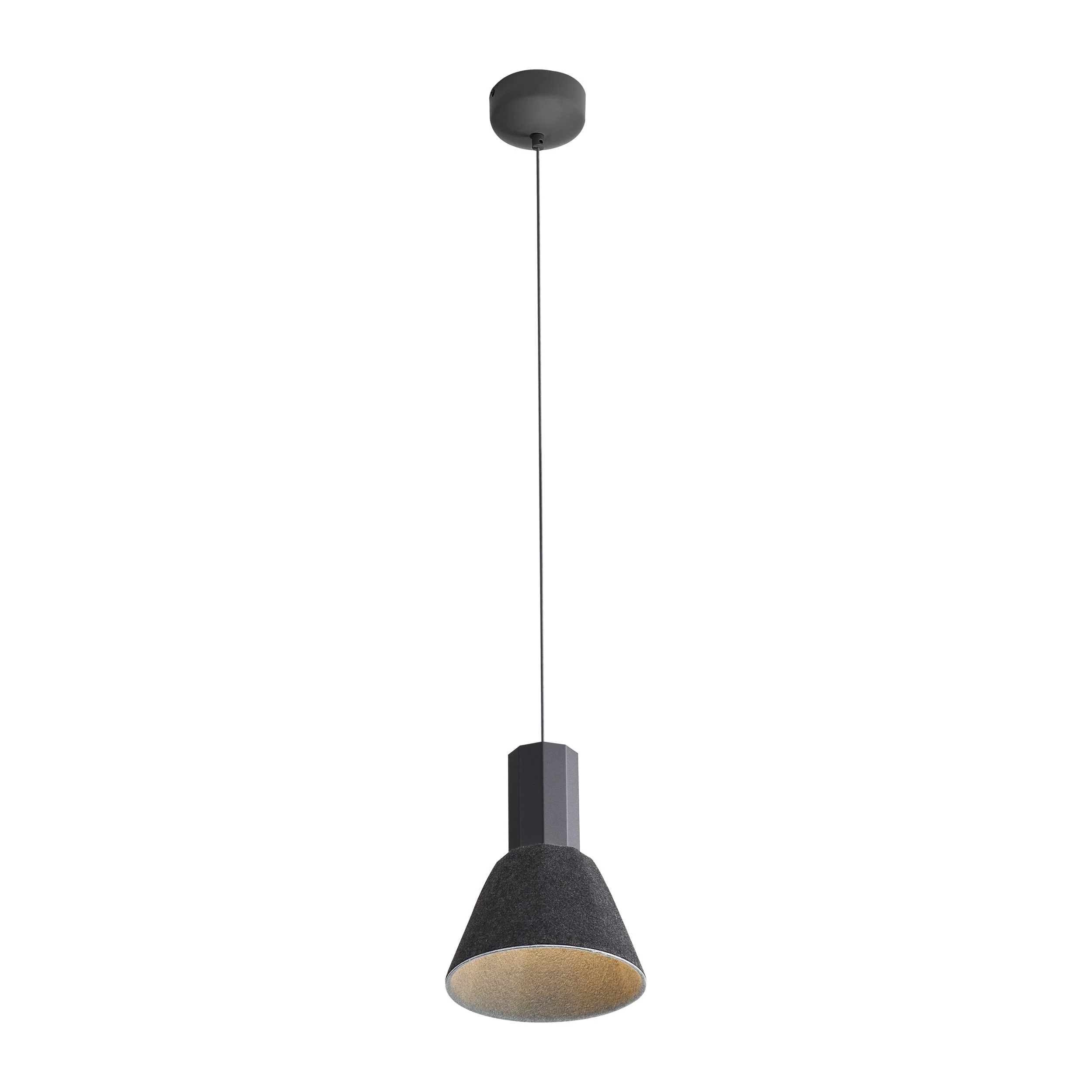 Faroe 8in Integrated LED Pendant in Flecked Black/Grey Felt - Image 3