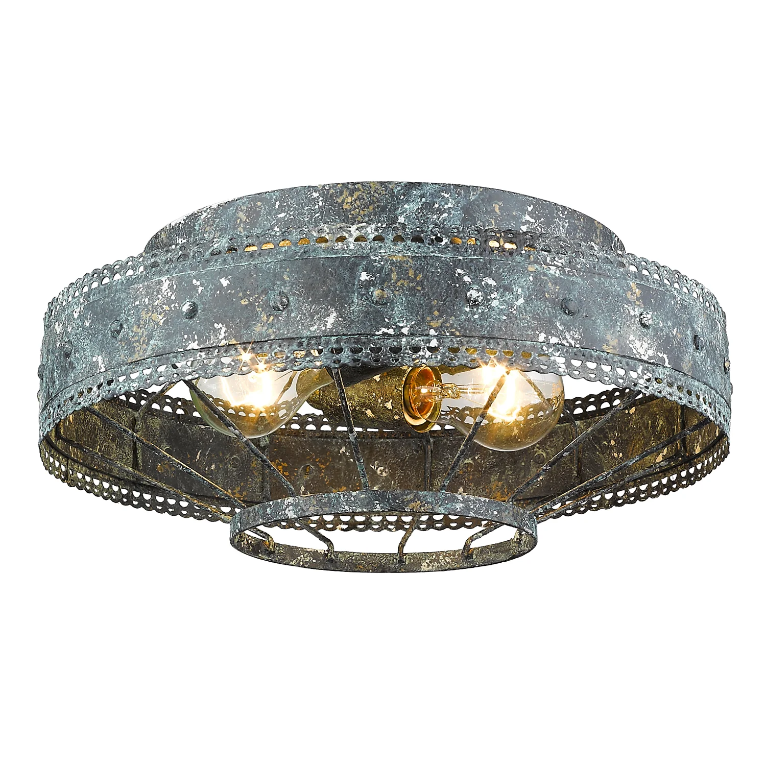 Ferris 2-light Flush Mount in Blue Verde Patina - Image 2
