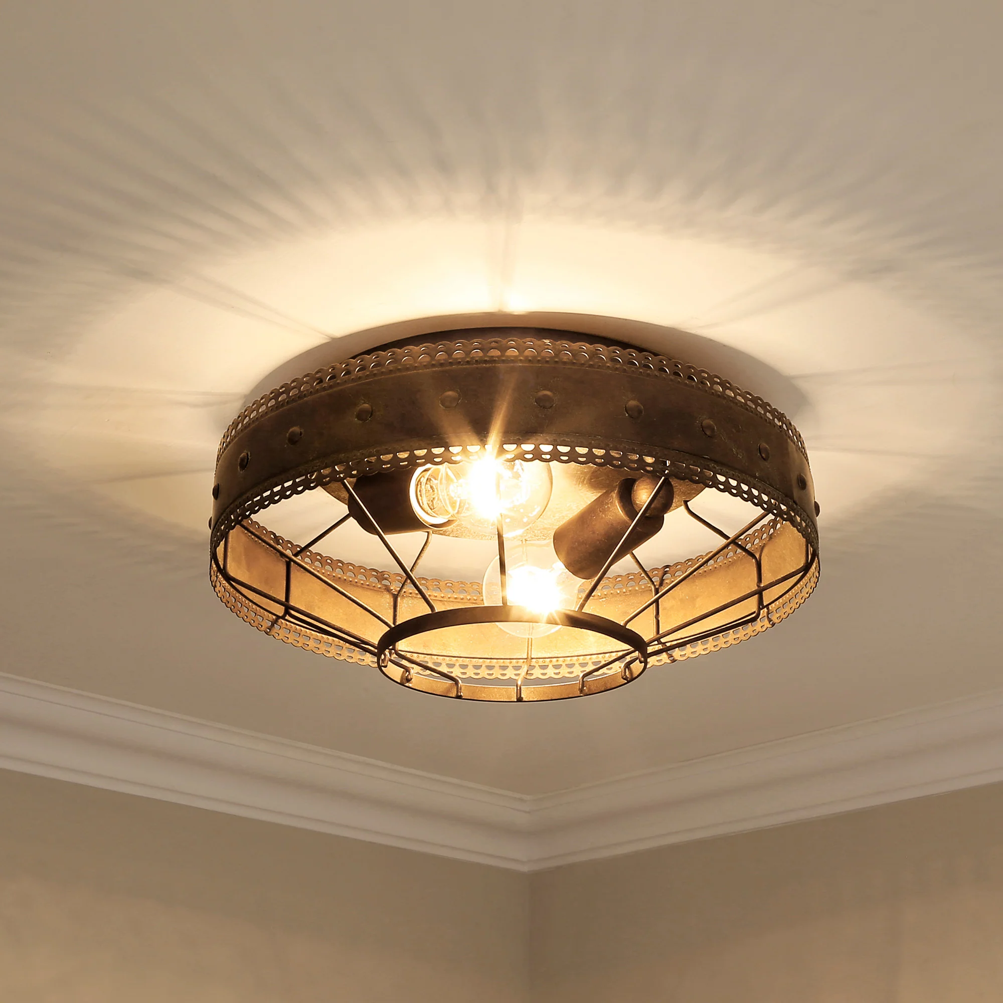 Ferris 2-light Flush Mount in Copper Patina - Image 5